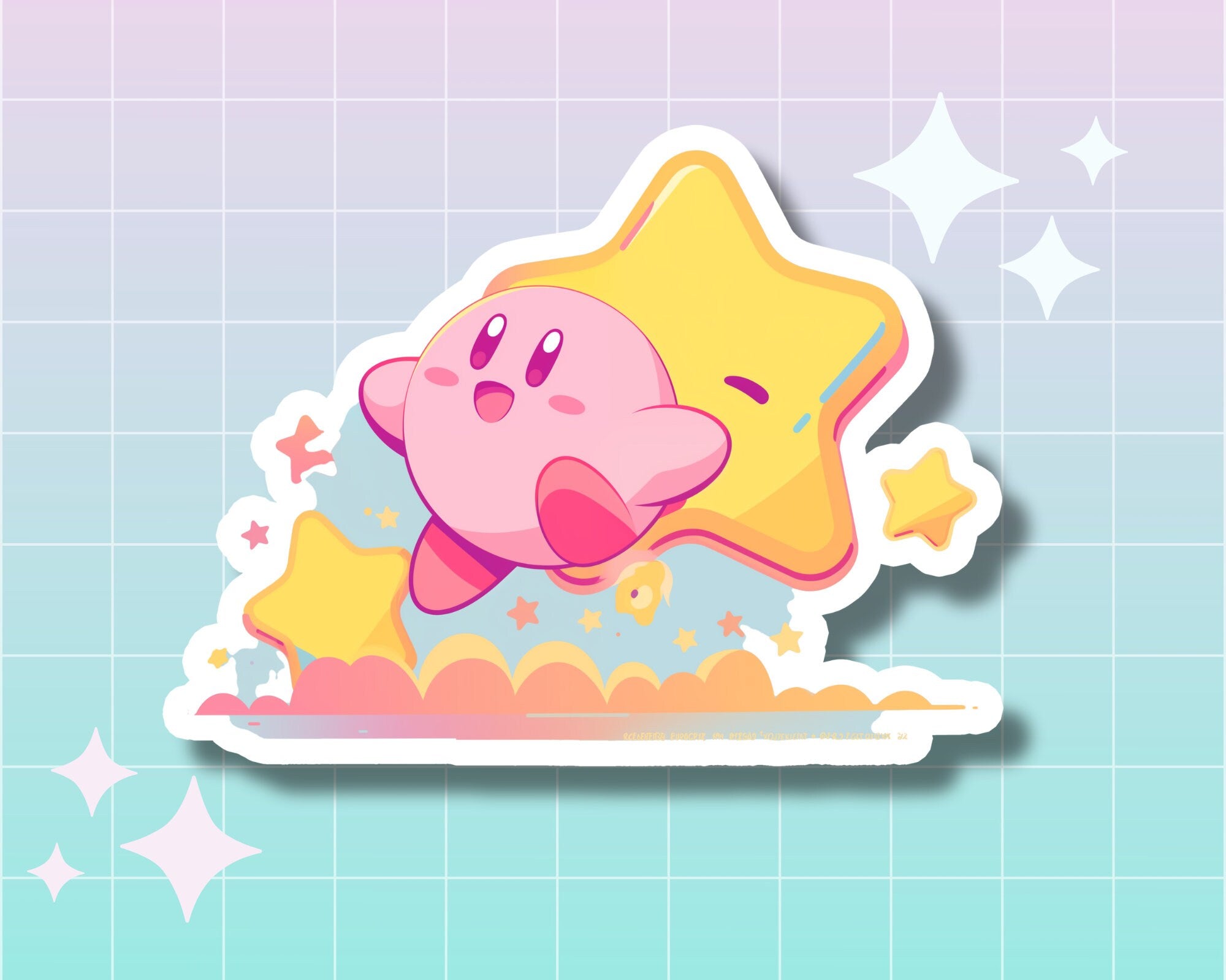 Kirby sticker, Kirby pink sticker, cute Kirby sticker, waterproof handmade sticker, kawaii laptop sticker, journaling, Kirby star sticker