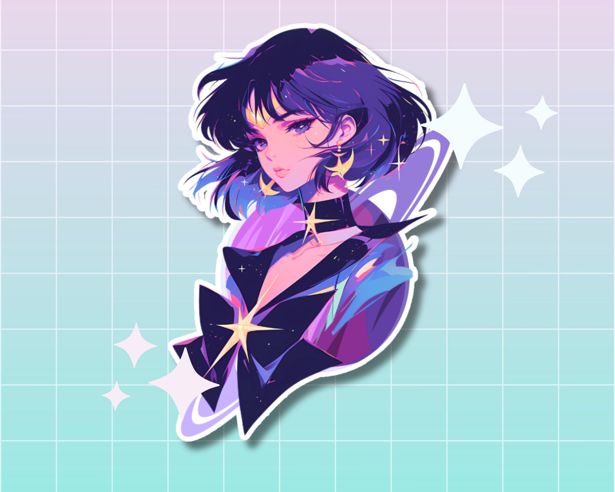 Sailor Saturn sticker,Planet Saturn sticker,80's anime sticker,Saturn sticker,Bottle sticker,laptop sticker,anime sticker,retro sticker