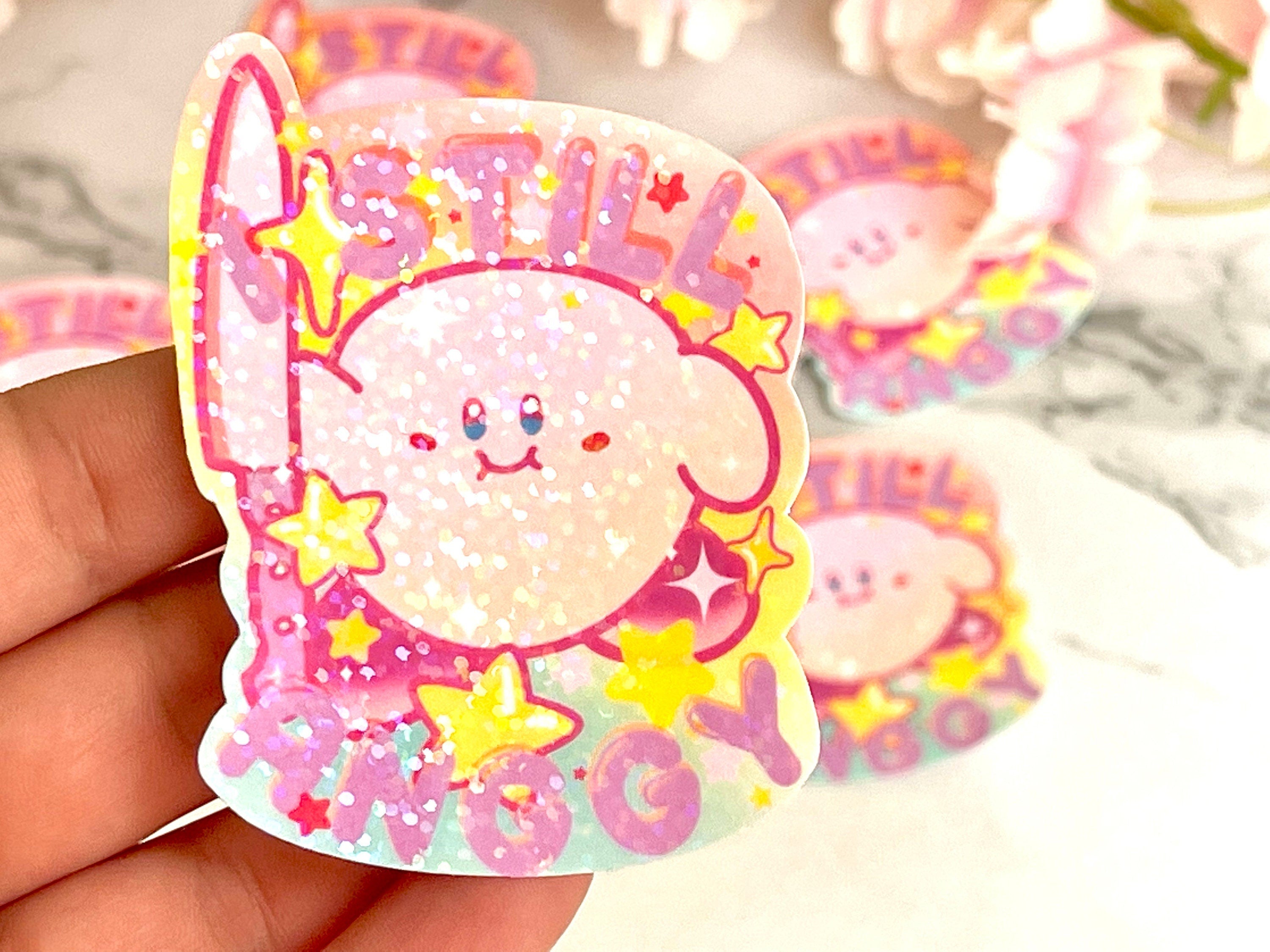 Kirby meme sticker "I still Anggy", holographic sticker, cute Kirby sticker, waterproof handmade sticker, kawaii laptop sticker, journalling