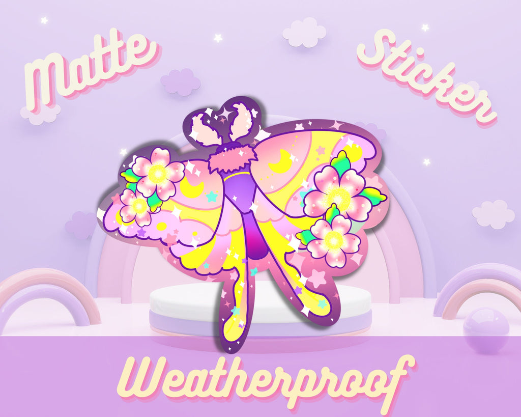 Luna moth sticker, kawaii sticker, aesthetic sticker, witch sticker,Bottle sticker,laptop sticker,bug sticker,nature sticker,cute sticker