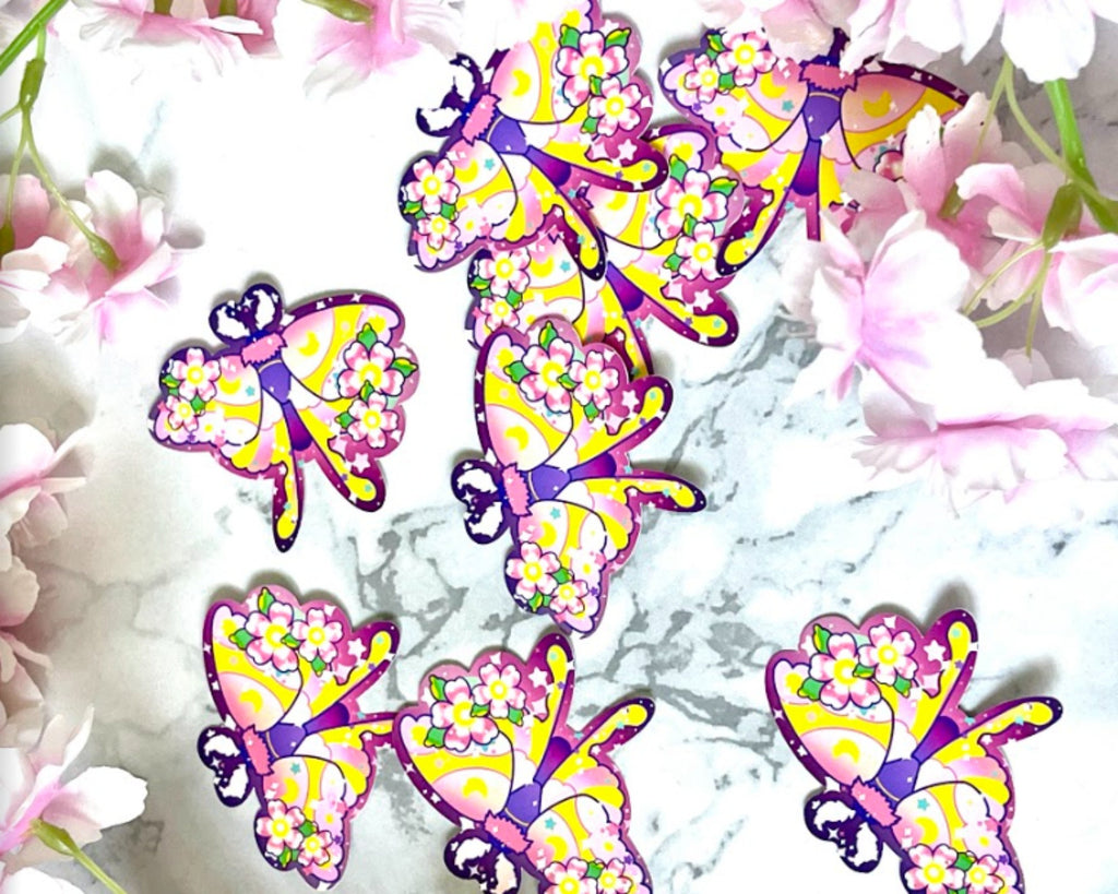 Luna moth sticker, kawaii sticker, aesthetic sticker, witch sticker,Bottle sticker,laptop sticker,bug sticker,nature sticker,cute sticker