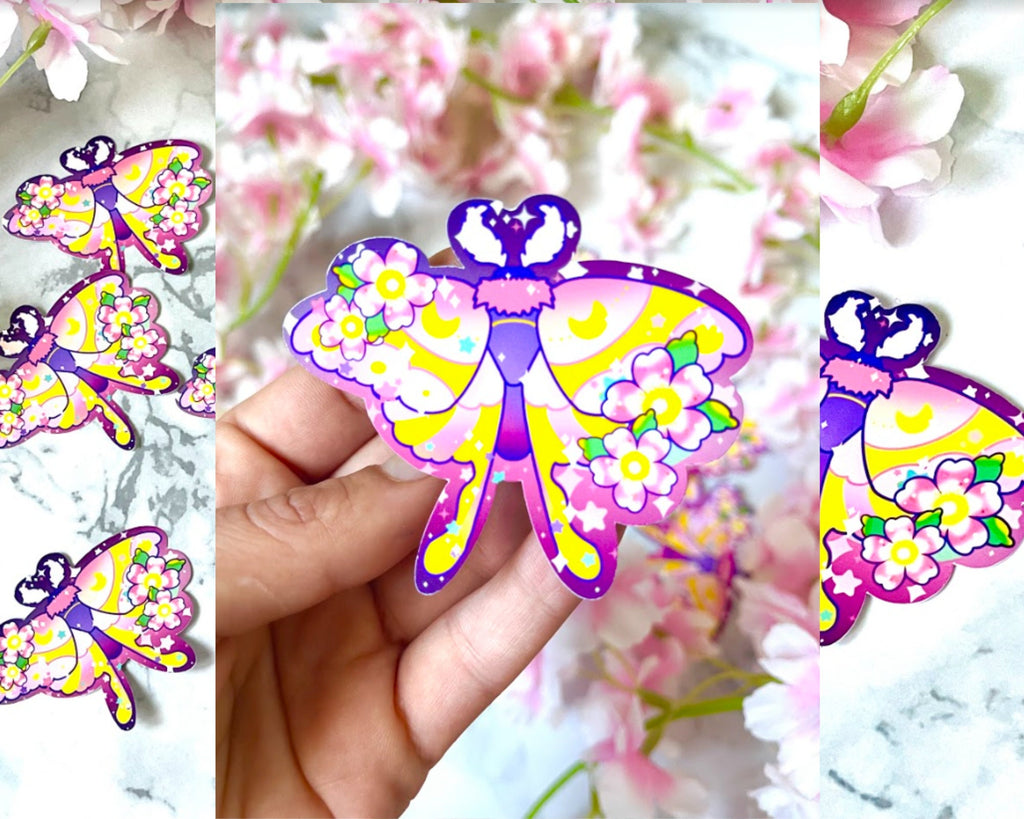 Luna moth sticker, kawaii sticker, aesthetic sticker, witch sticker,Bottle sticker,laptop sticker,bug sticker,nature sticker,cute sticker