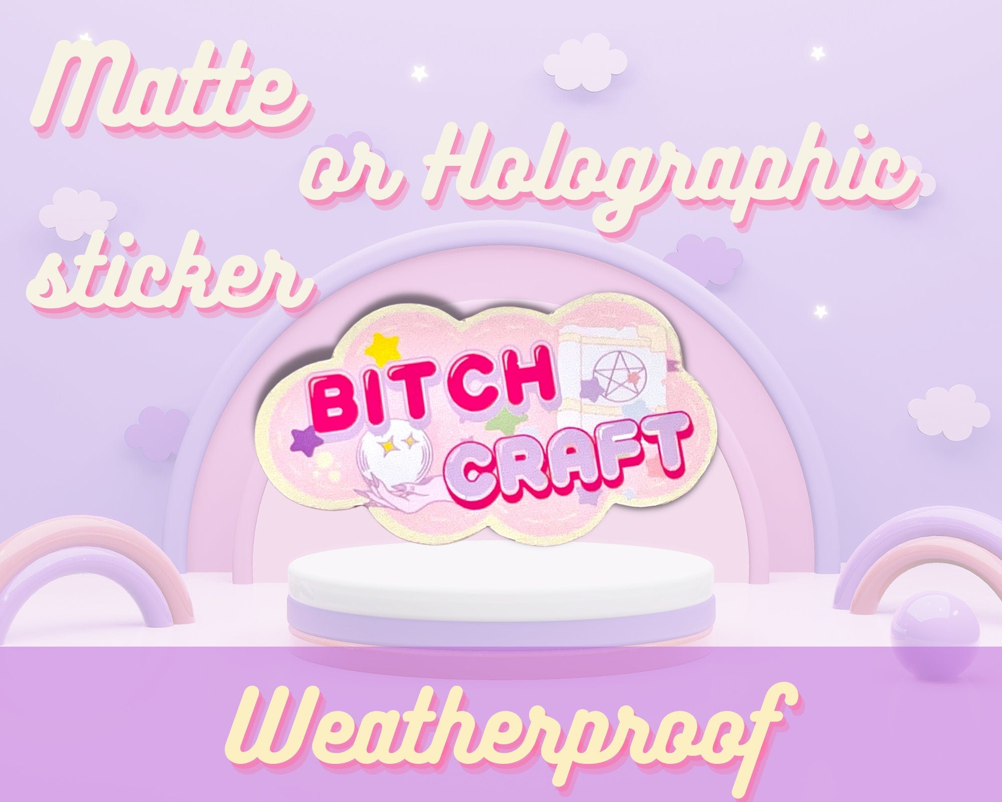 Pastel Witch craft Sticker | Kawaii spellbook crytsal ball Witchy Sticker - Cute Pastel Goth Aesthetic Sticker - Magical girl sticker