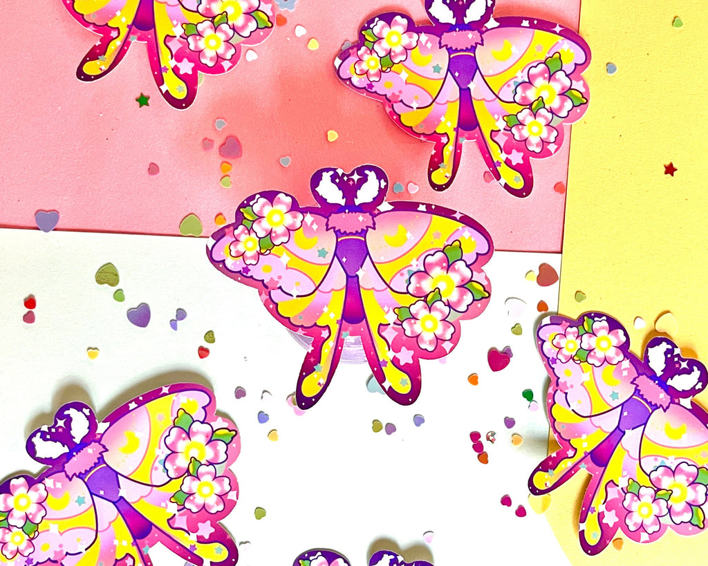 Luna moth sticker, kawaii sticker, aesthetic sticker, witch sticker,Bottle sticker,laptop sticker,bug sticker,nature sticker,cute sticker