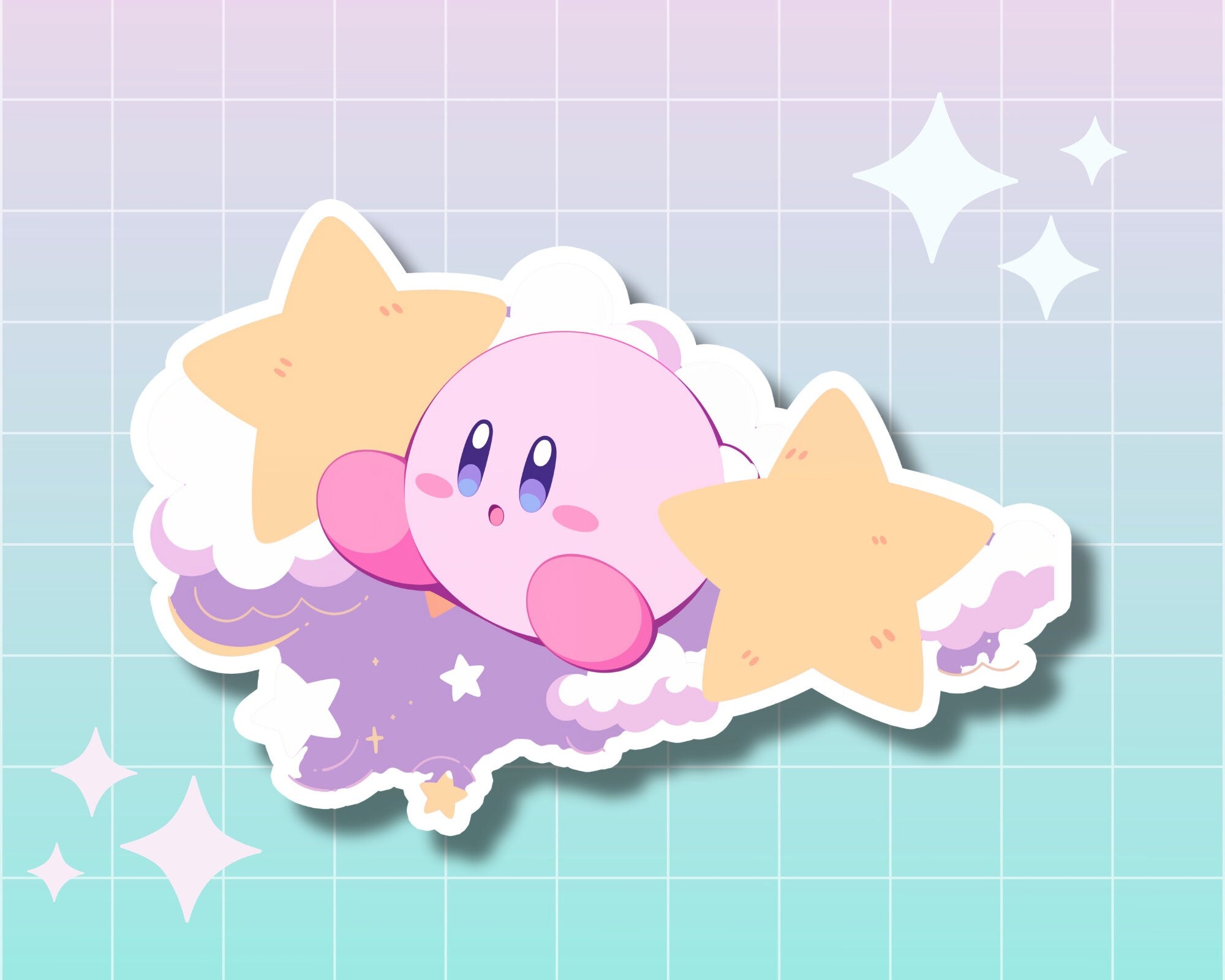 Kirby sticker, Kirby pink sticker, cute Kirby sticker, waterproof handmade sticker, kawaii laptop sticker, journaling, Kirby star sticker