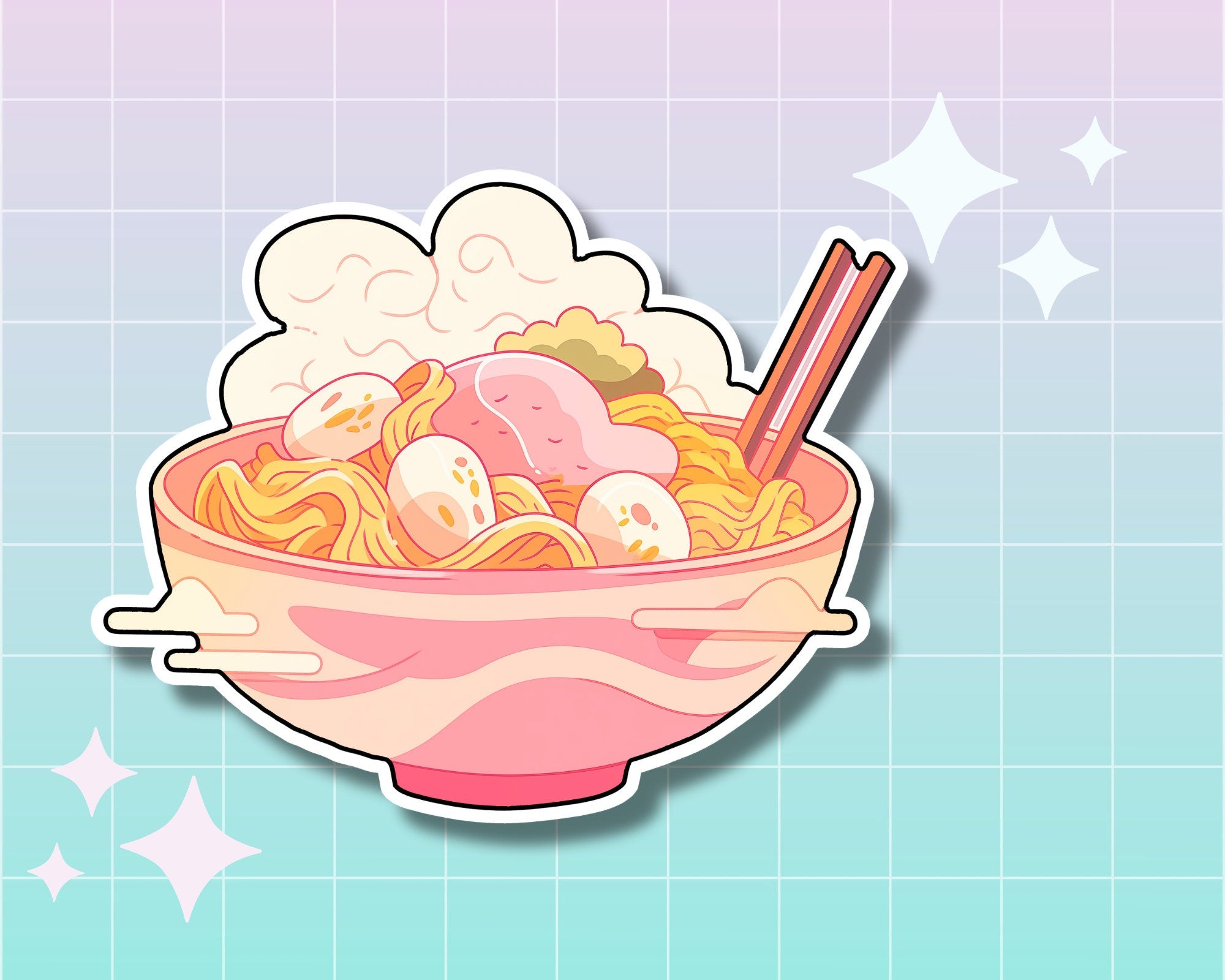 Kawaii food sticker, ramen bowl sticker,japanese noodles sticker, waterproof handmade sticker,kawaii laptop sticker,journaling,ramen noodles