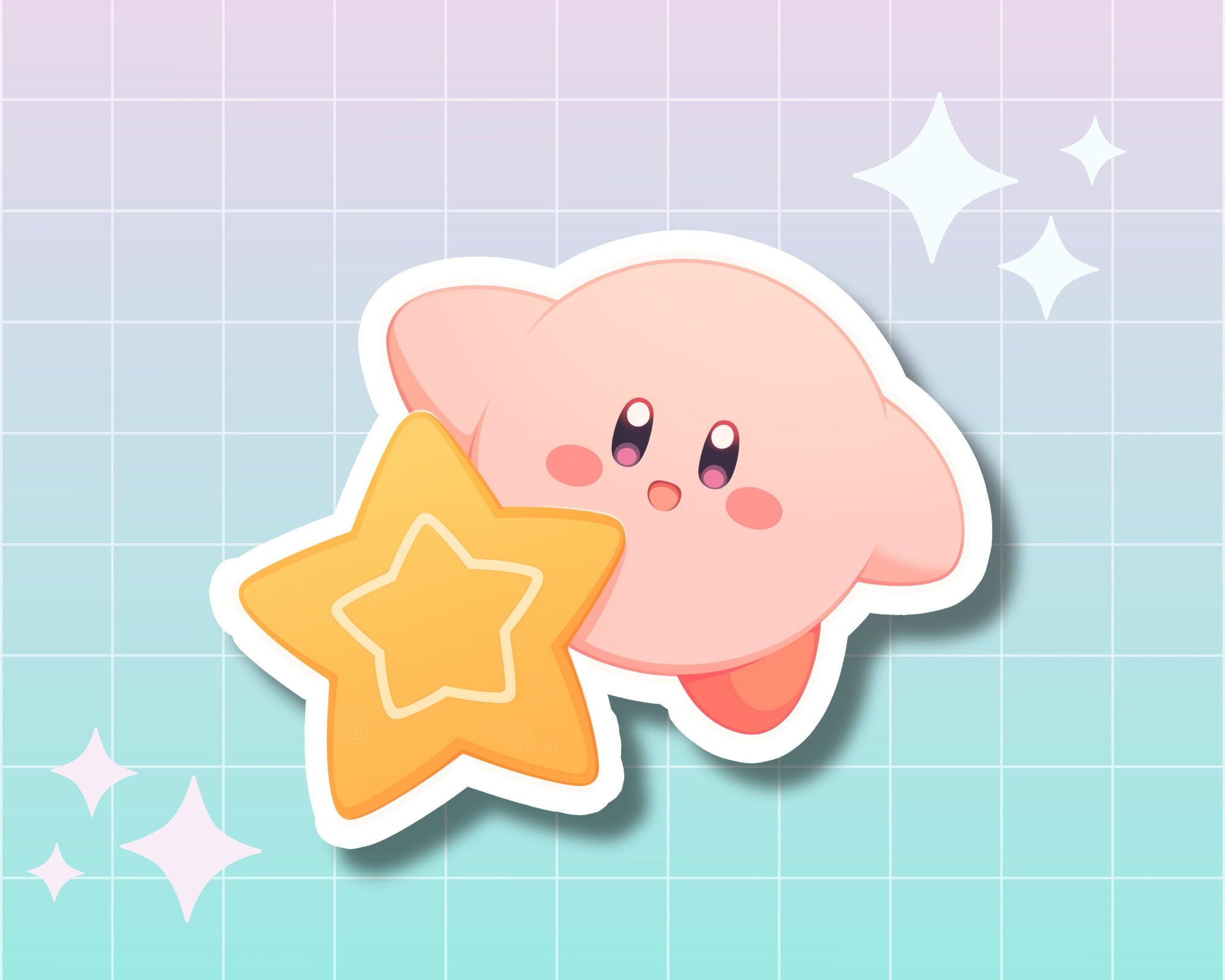 Kirby and Star Sticker