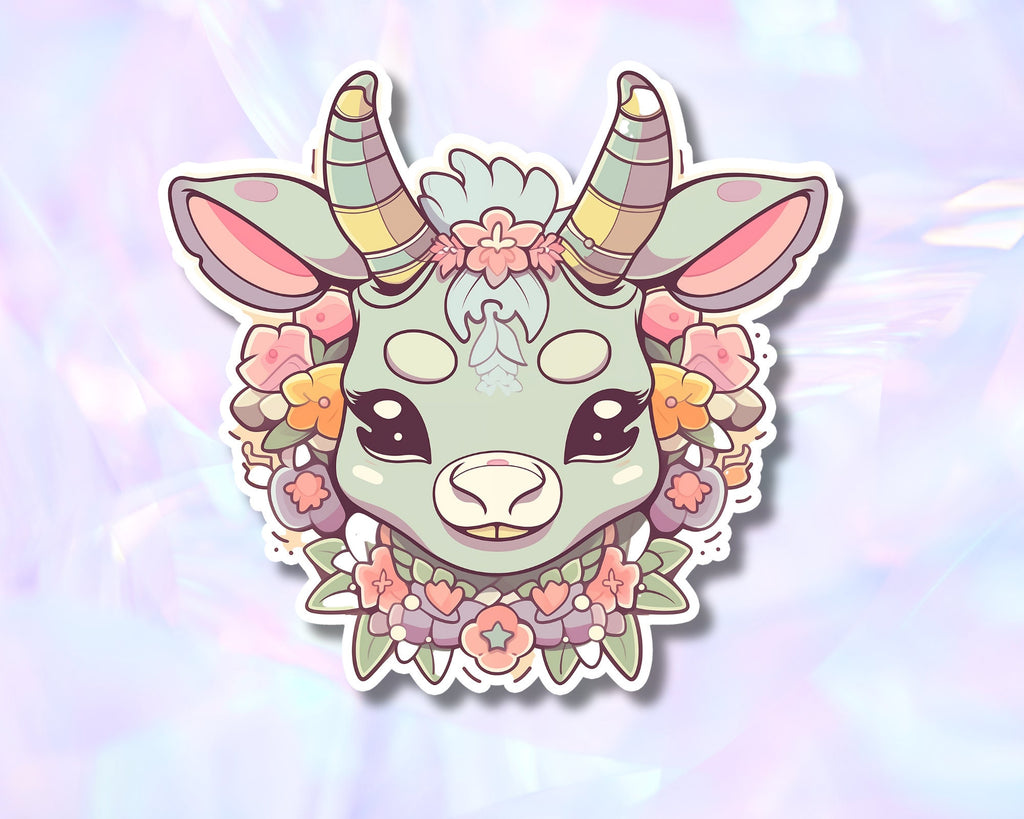 Goat sticker,cute evil goat,kawaii sticker,aesthetic sticker,Bottle sticker,laptop sticker,animal sticker,pastel sticker,cute sticker