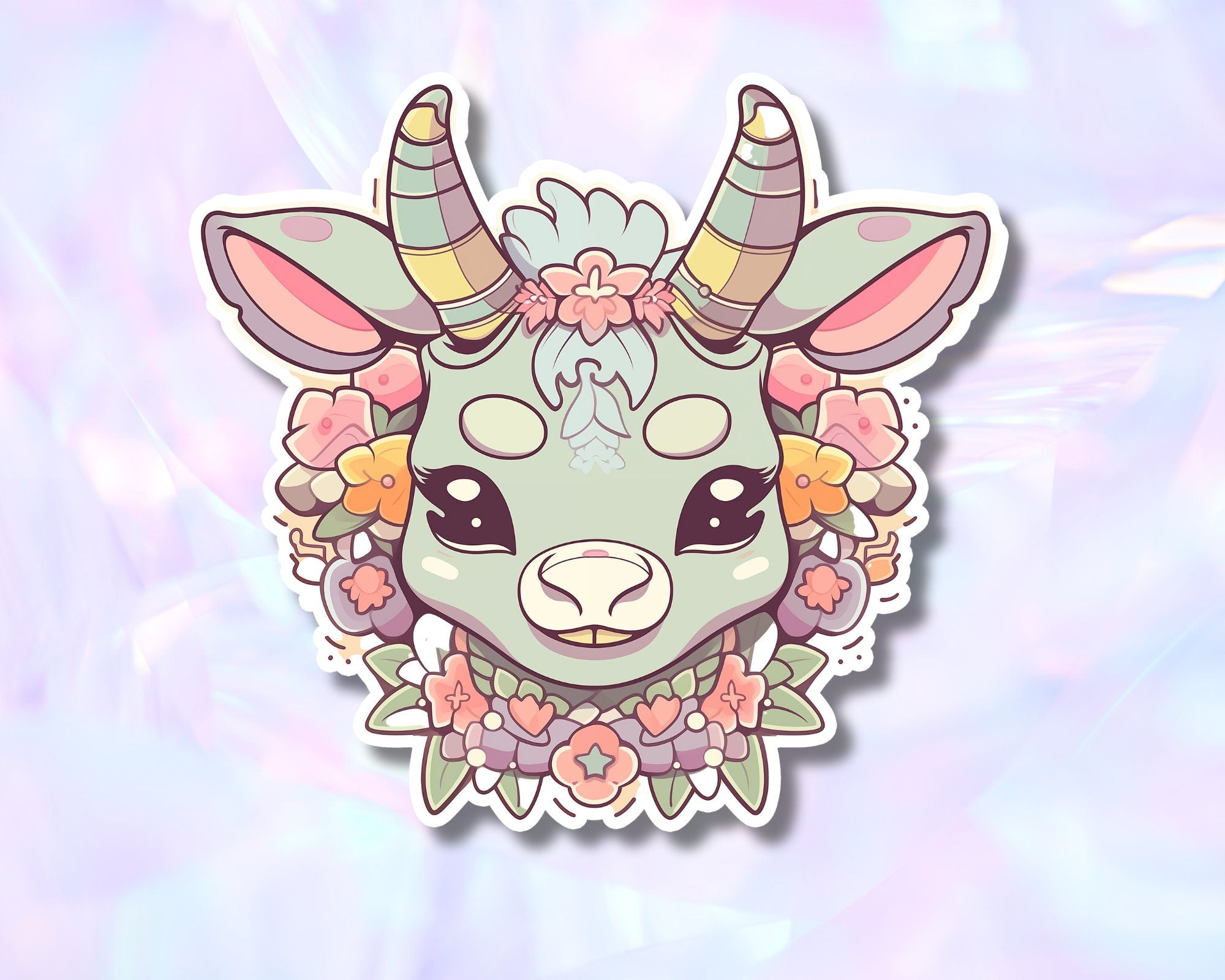 Goat sticker,cute evil goat,kawaii sticker,aesthetic sticker,Bottle sticker,laptop sticker,animal sticker,pastel sticker,cute sticker