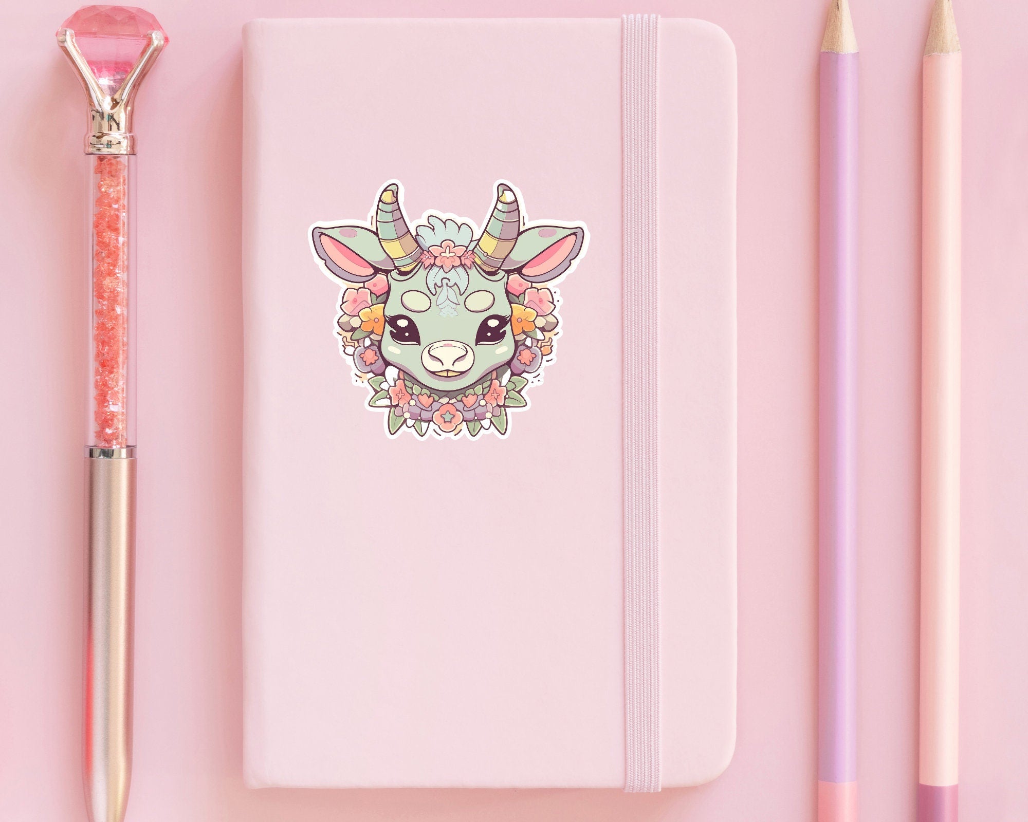 Goat sticker,cute evil goat,kawaii sticker,aesthetic sticker,Bottle sticker,laptop sticker,animal sticker,pastel sticker,cute sticker