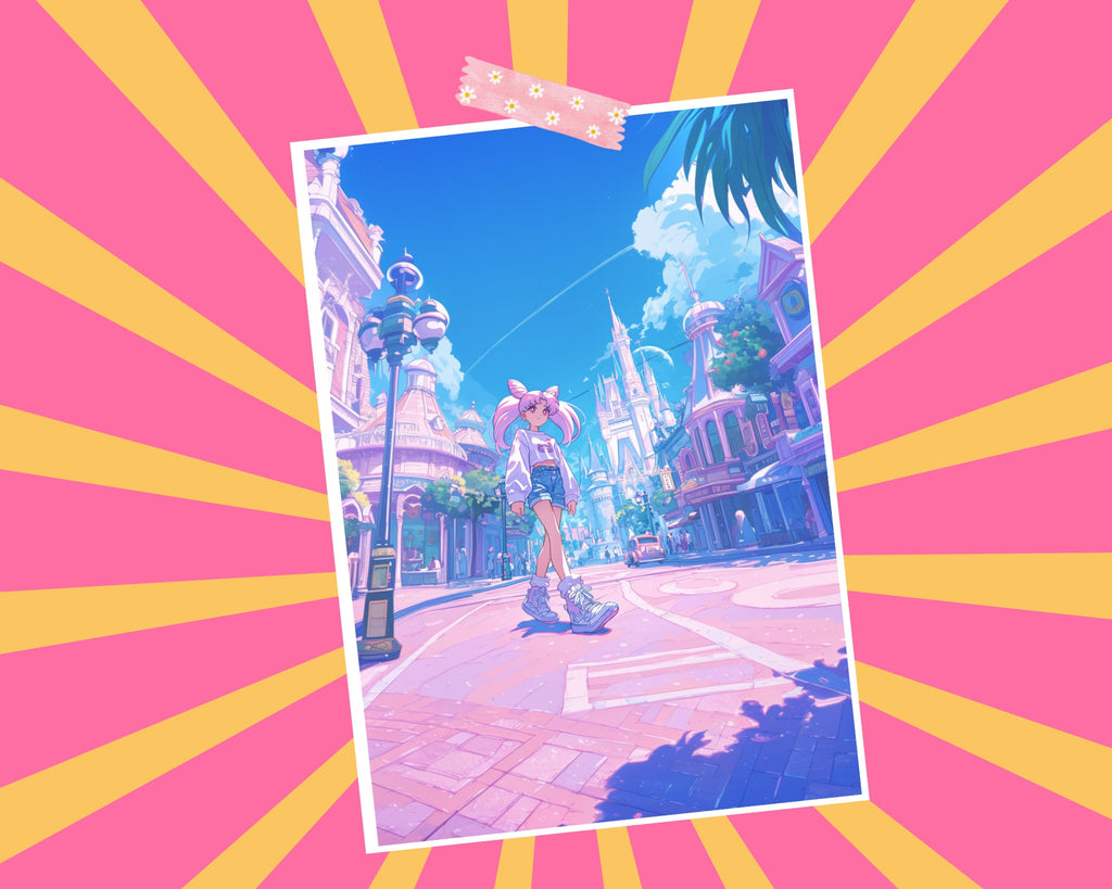 Sailor Chibi Moon Print,Disneyland print,Main Street USA print,Sailor Moon postcard print,kawaii japanese print,A5 postcard print,cute print