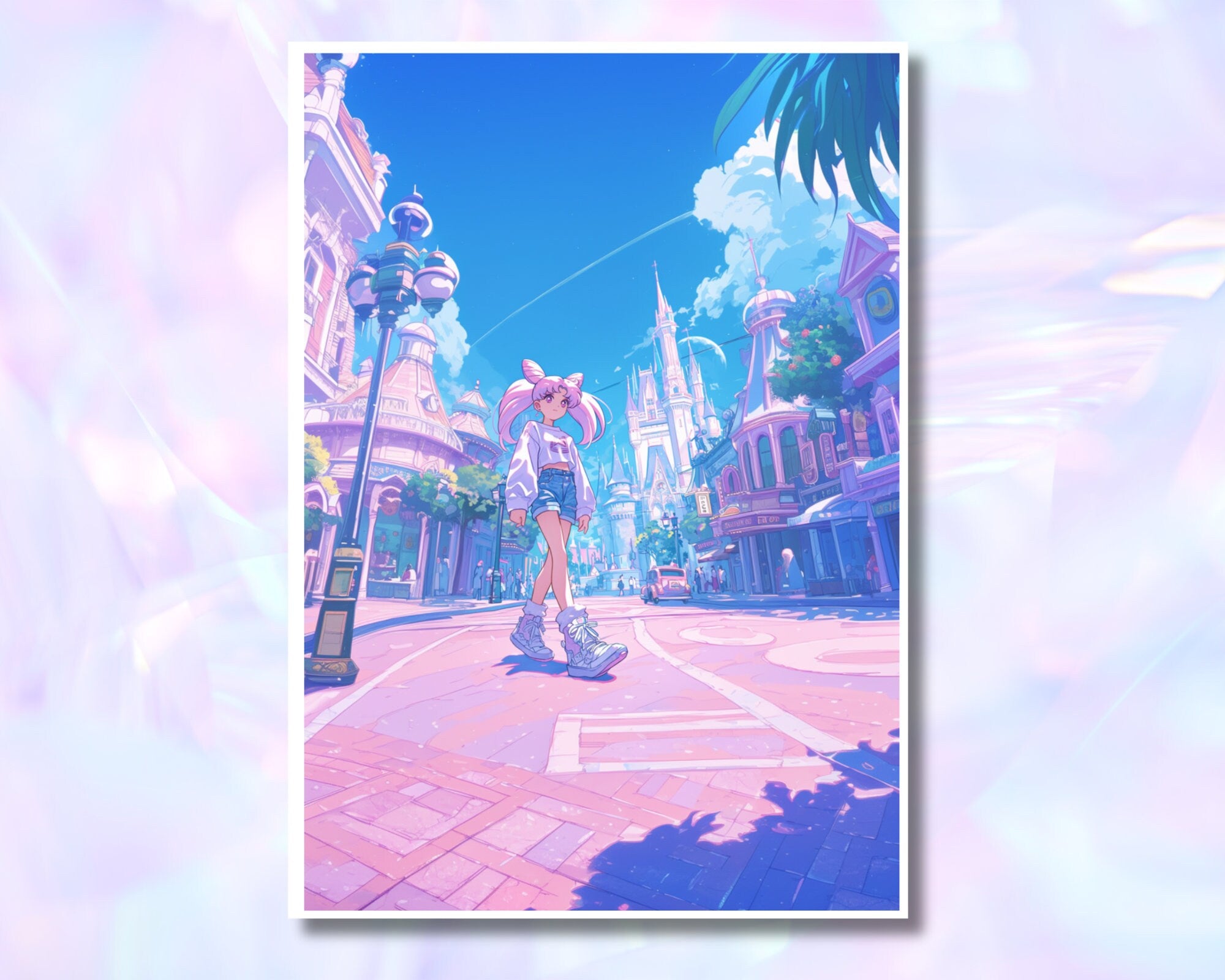 Sailor Chibi Moon Print,Disneyland print,Main Street USA print,Sailor Moon postcard print,kawaii japanese print,A5 postcard print,cute print