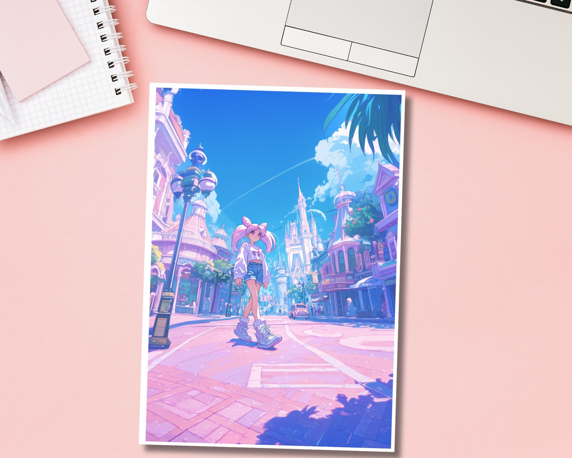 Sailor Chibi Moon Print,Disneyland print,Main Street USA print,Sailor Moon postcard print,kawaii japanese print,A5 postcard print,cute print