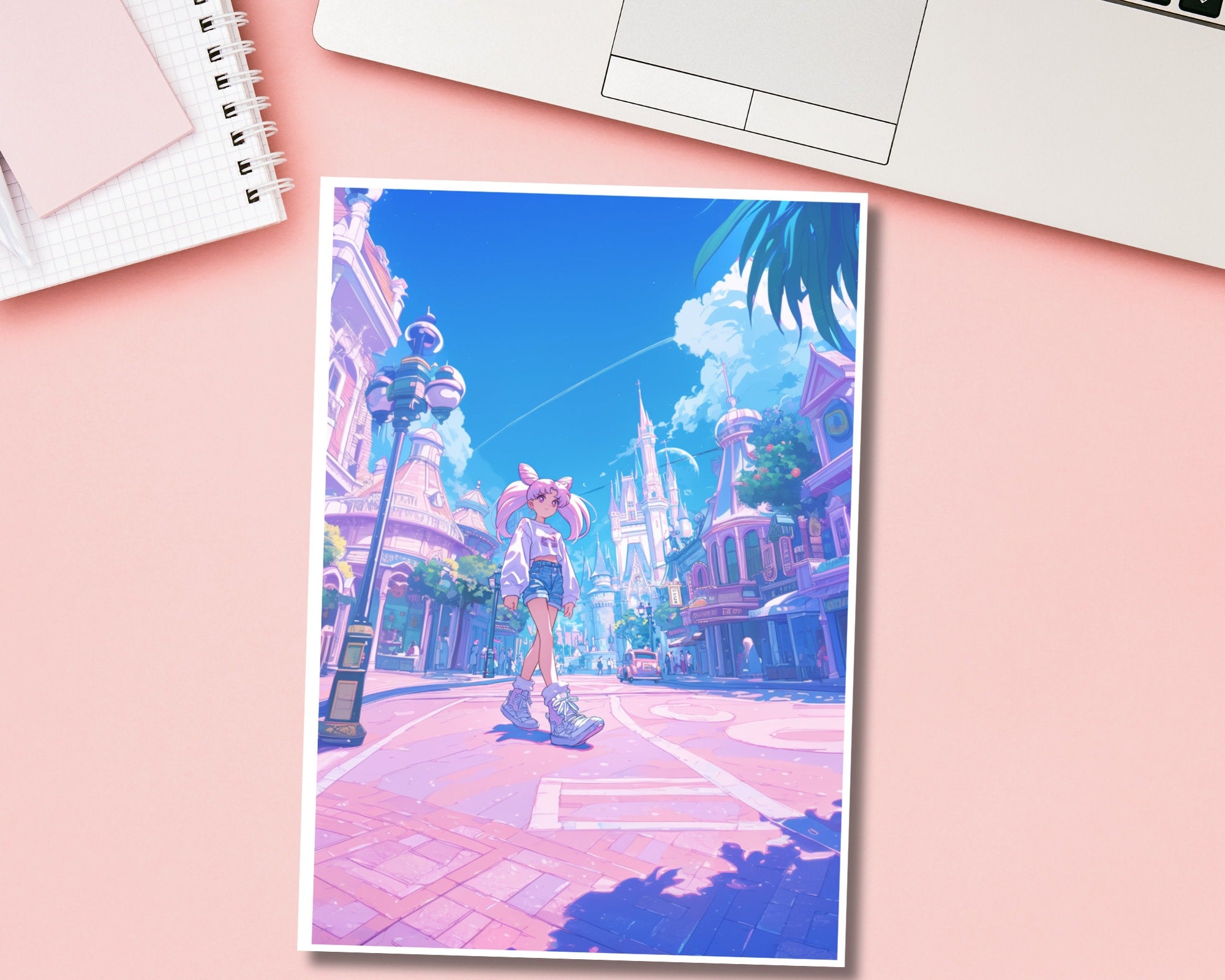 Sailor Chibi Moon Print,Disneyland print,Main Street USA print,Sailor Moon postcard print,kawaii japanese print,A5 postcard print,cute print