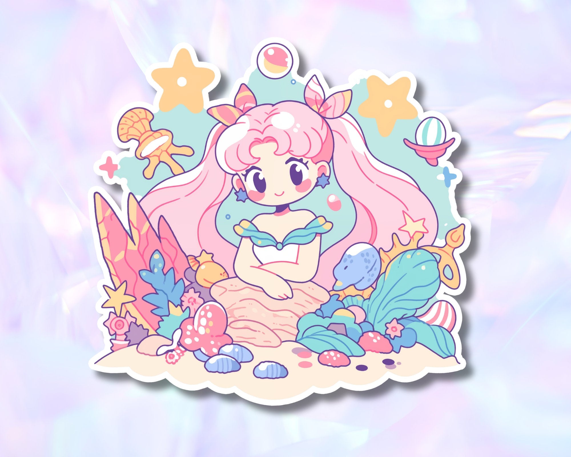 Mermaid Sailor Moon sticker,kawaii Sailor Moon sticker,cute Sailor sticker,pastel sticker,laptop sticker,anime sticker,cute mermaid sticker