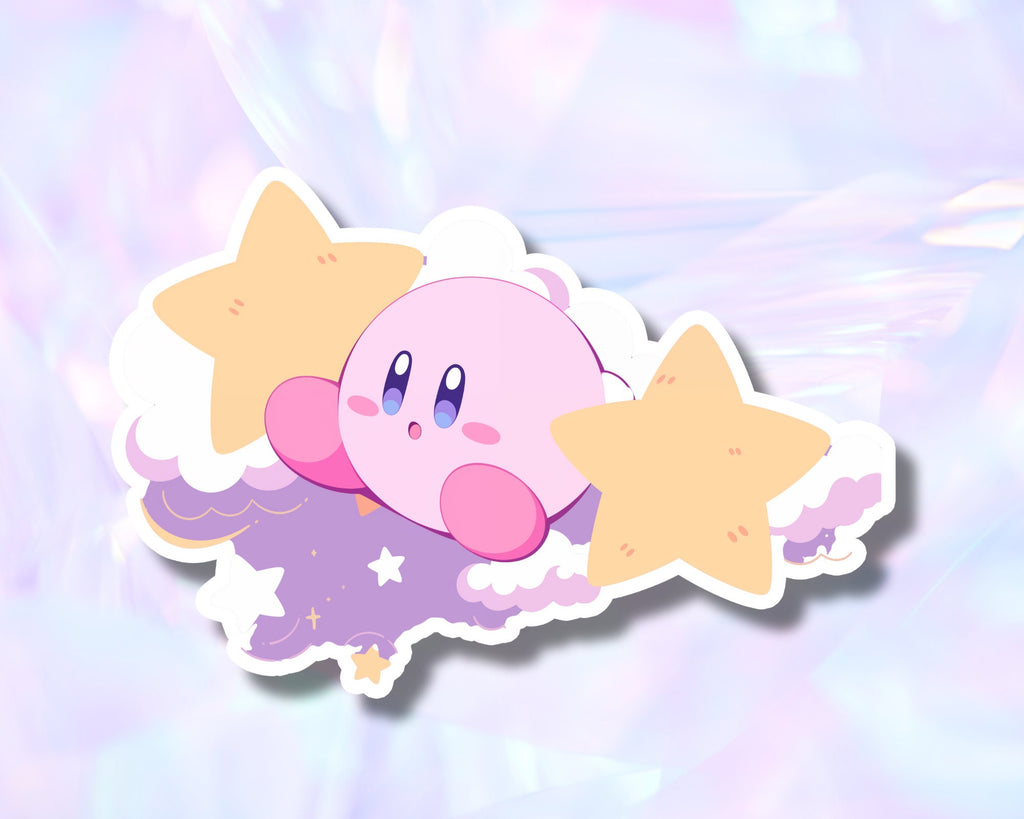 Kirby sticker, Kirby pink sticker, cute Kirby sticker, waterproof handmade sticker, kawaii laptop sticker, journaling, Kirby star sticker