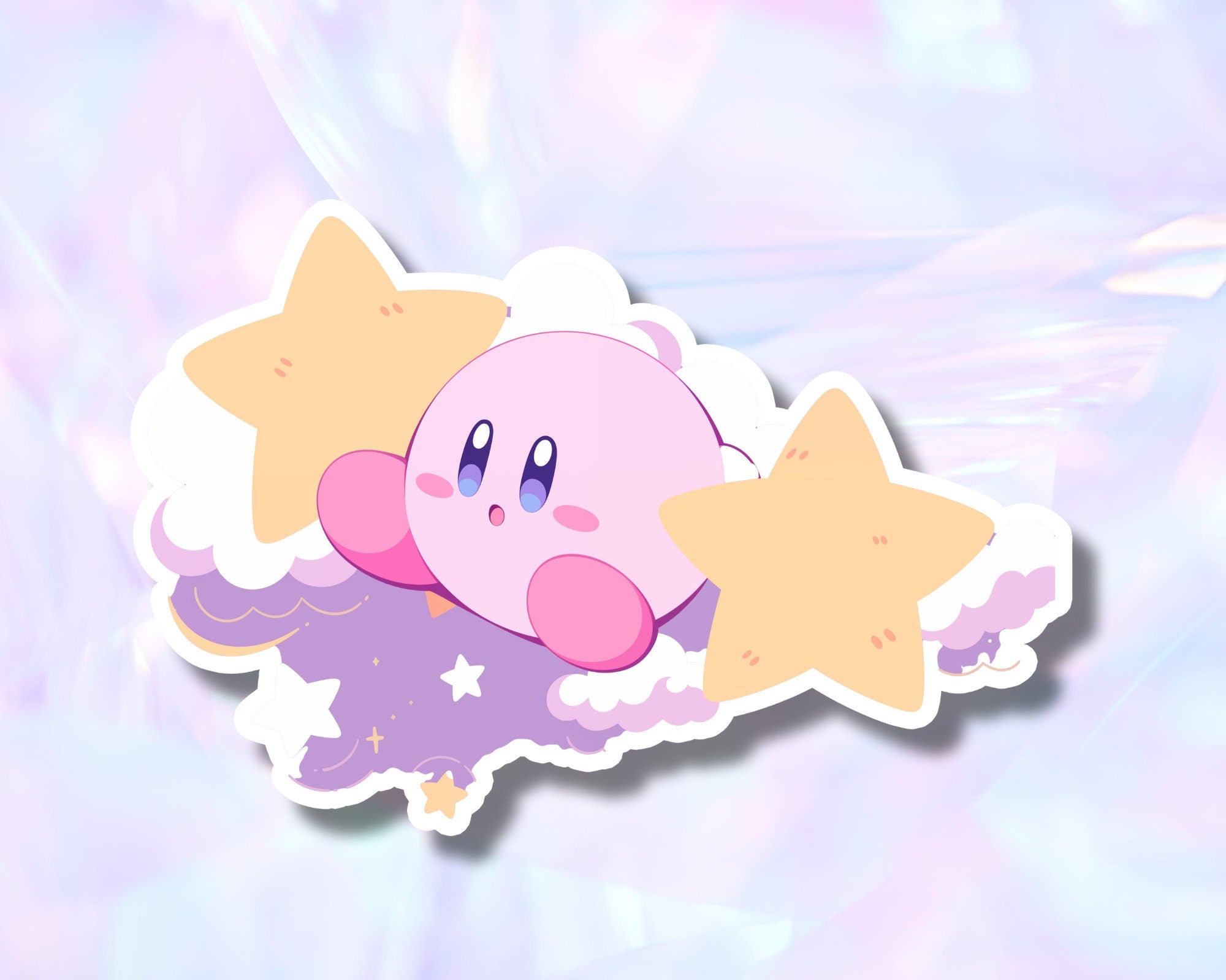 Kirby sticker, Kirby pink sticker, cute Kirby sticker, waterproof handmade sticker, kawaii laptop sticker, journaling, Kirby star sticker