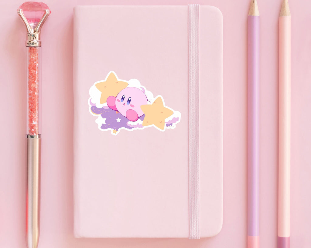 Kirby sticker, Kirby pink sticker, cute Kirby sticker, waterproof handmade sticker, kawaii laptop sticker, journaling, Kirby star sticker