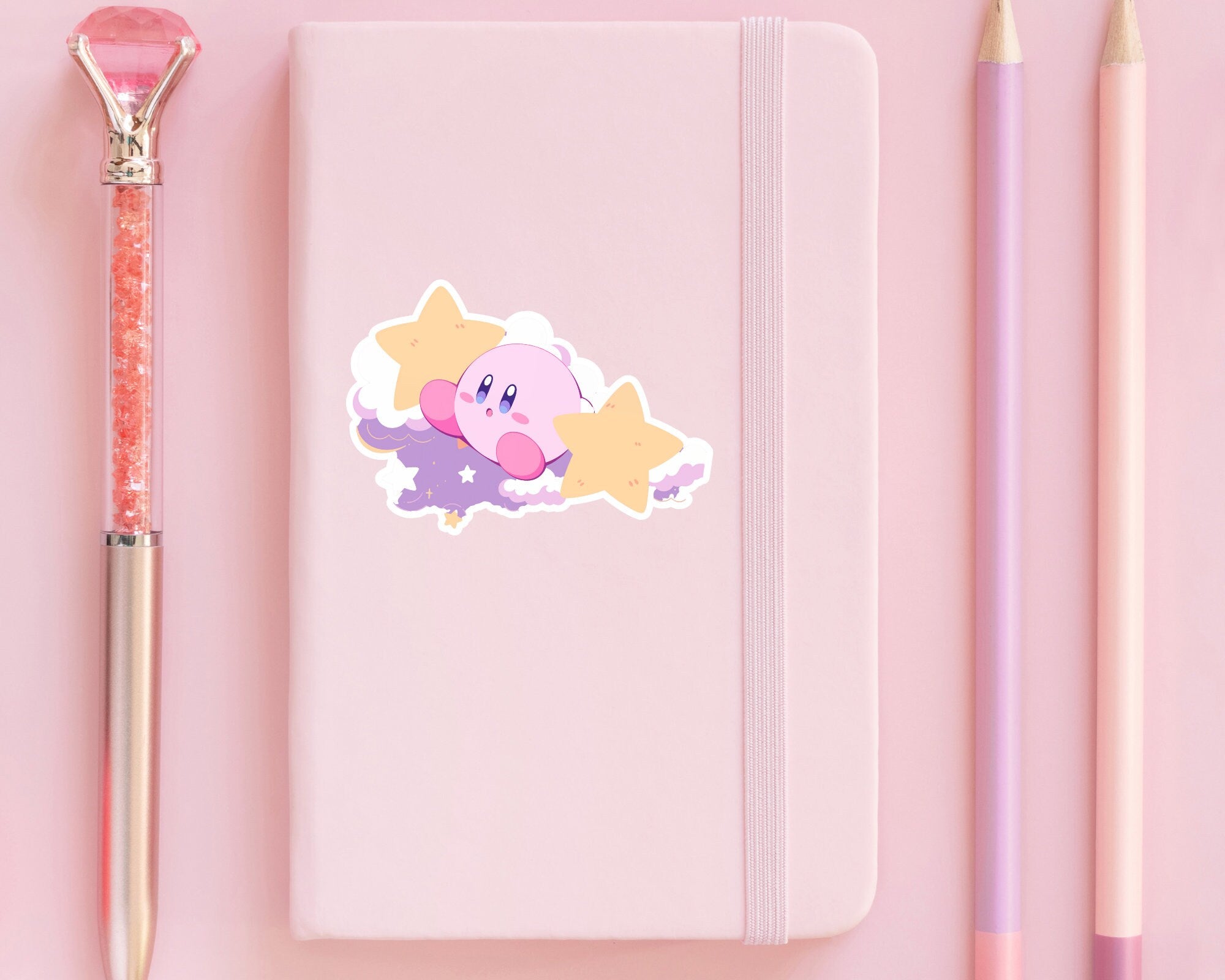 Kirby sticker, Kirby pink sticker, cute Kirby sticker, waterproof handmade sticker, kawaii laptop sticker, journaling, Kirby star sticker