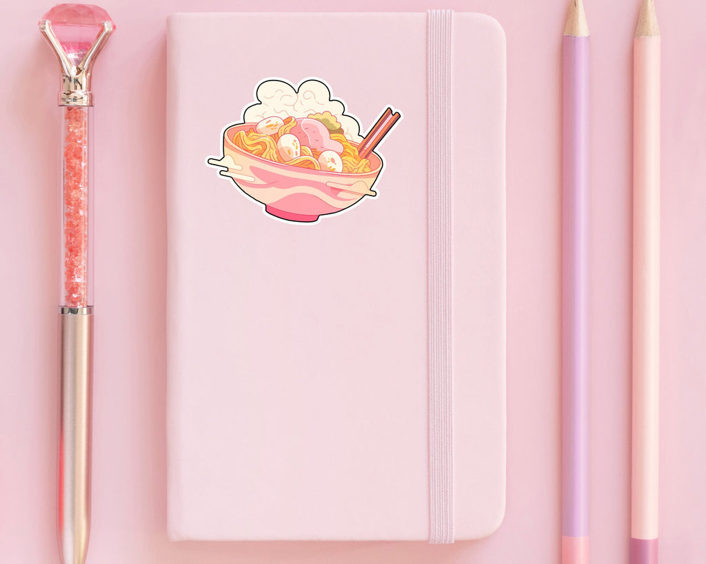 Kawaii food sticker, ramen bowl sticker,japanese noodles sticker, waterproof handmade sticker,kawaii laptop sticker,journaling,ramen noodles