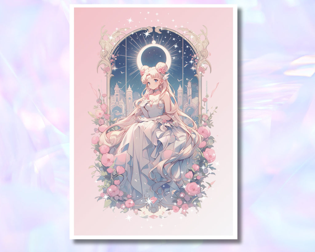 Celestial Moon Print,Mucha,Moon Queen Postcard, Serenity art,Neo Queen art,A5 postcard print,cute print