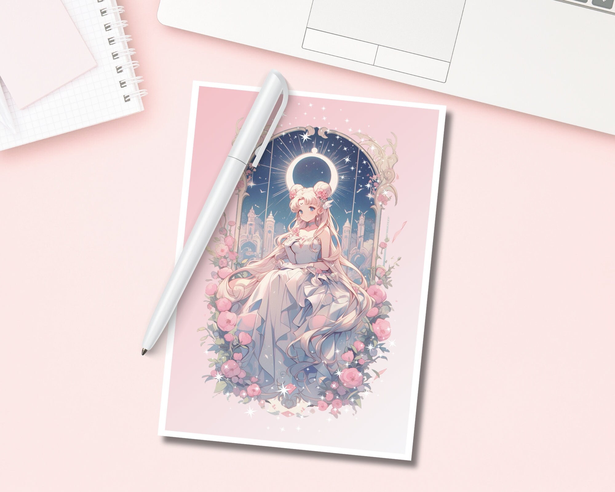 Celestial Moon Print,Mucha,Moon Queen Postcard, Serenity art,Neo Queen art,A5 postcard print,cute print