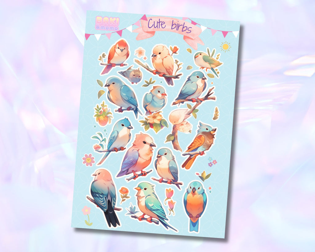 Cute Birds sticker sheet, Nature birds stickers sheet, Watercolor birds stickers, Cute birds stickers, exotic bird sticker, nature themed