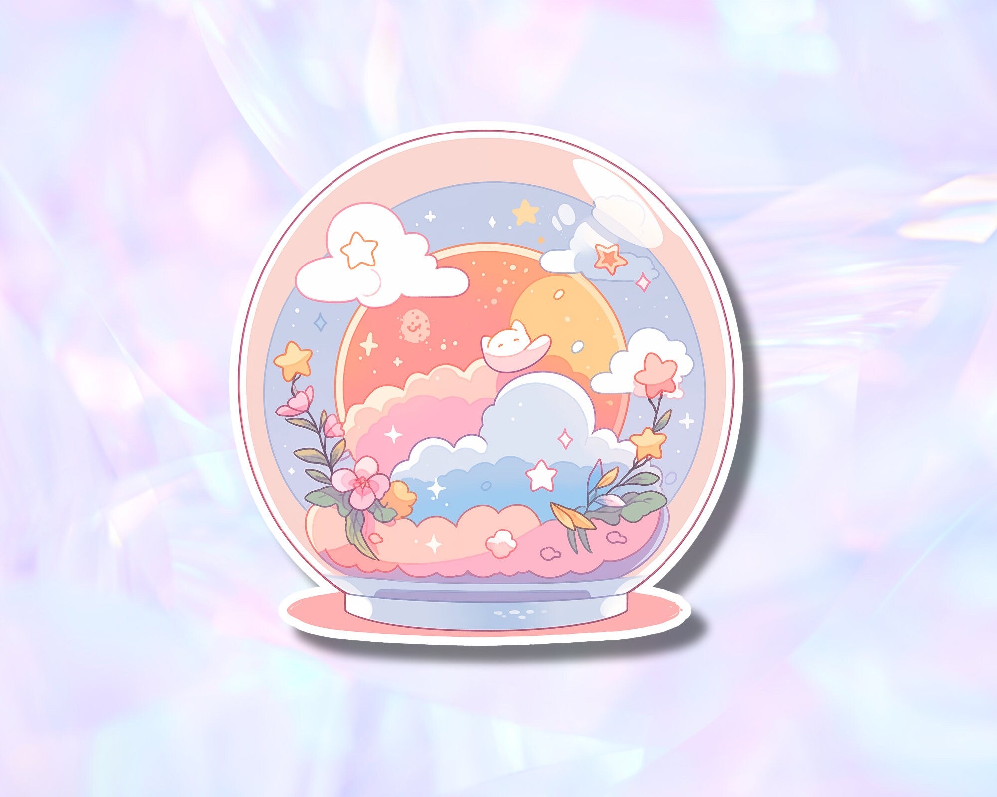 Crystal ball sticker, cute magical sticker,kawaii pastel sticker, cute crystal ball sticker, witch sticker, witchy stickers, clouds sticker