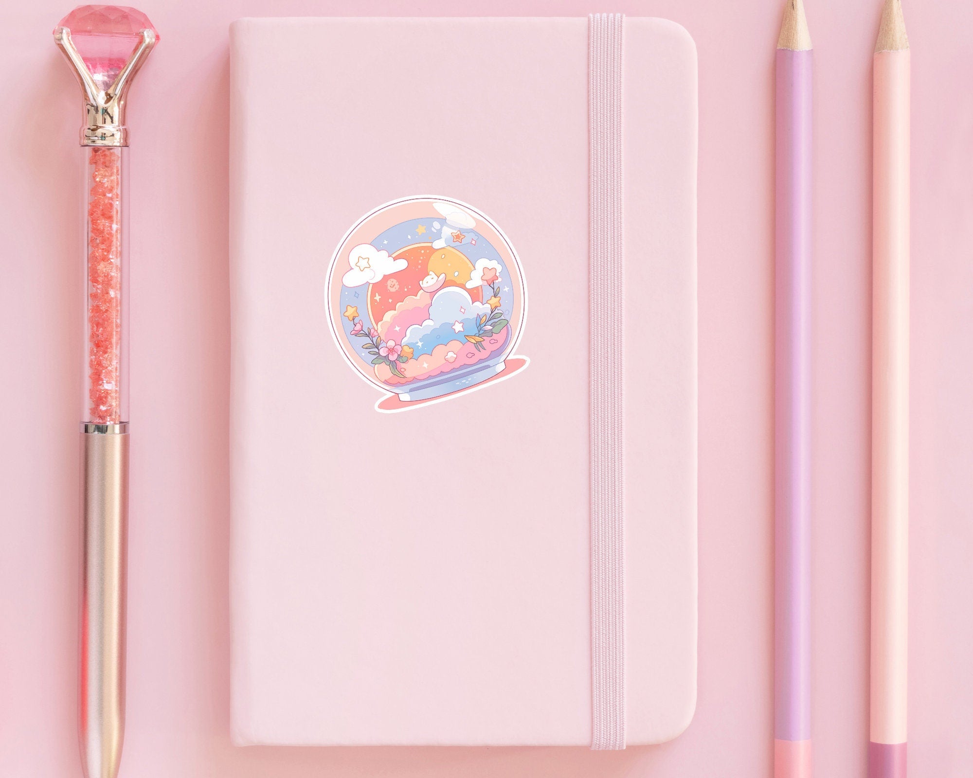 Crystal ball sticker, cute magical sticker,kawaii pastel sticker, cute crystal ball sticker, witch sticker, witchy stickers, clouds sticker