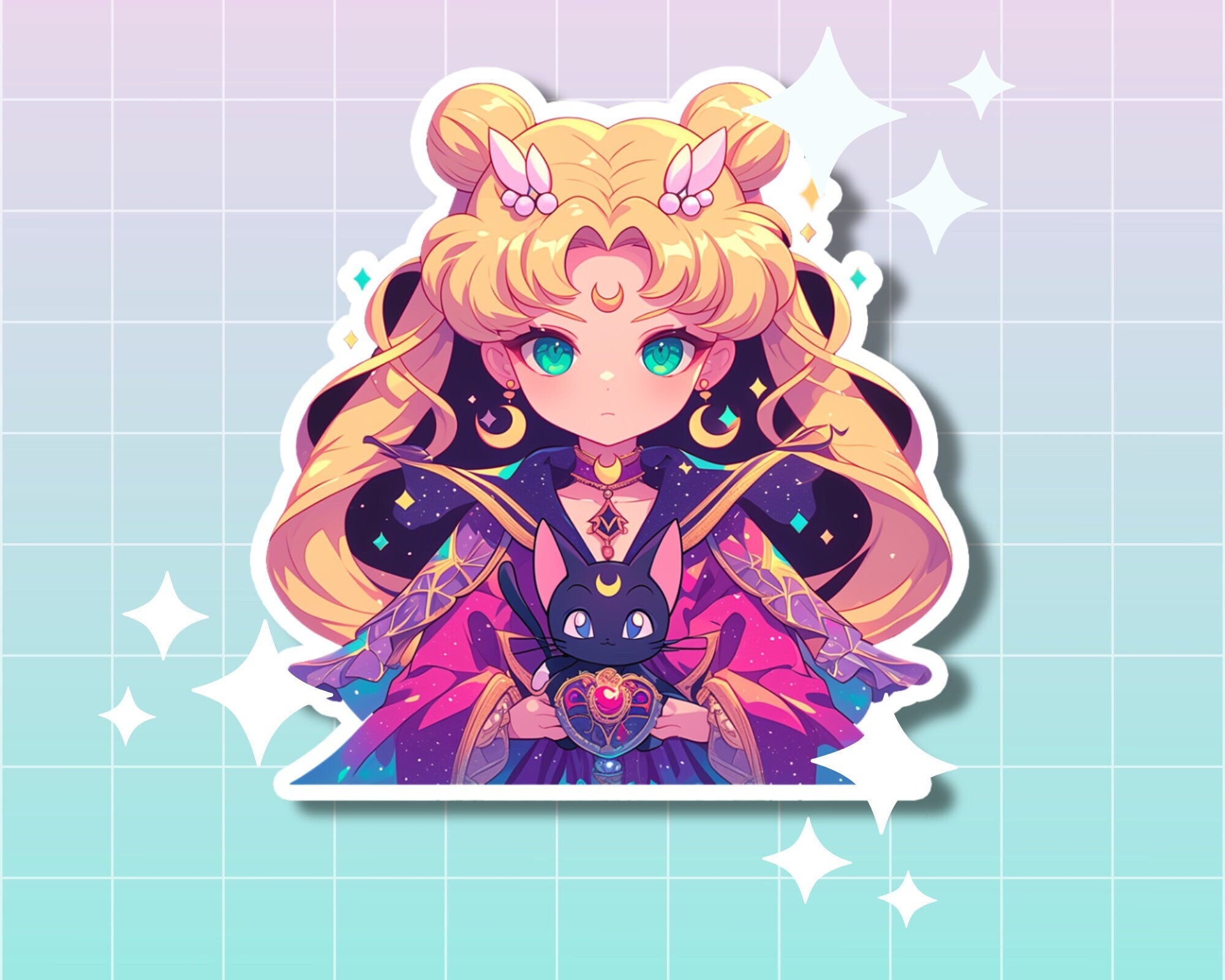 Moon wicked sorceress sticker,kawaii Sailor sticker,cute Sailor sticker,moon anime sticker,anime girl sticker,cute witch sticker