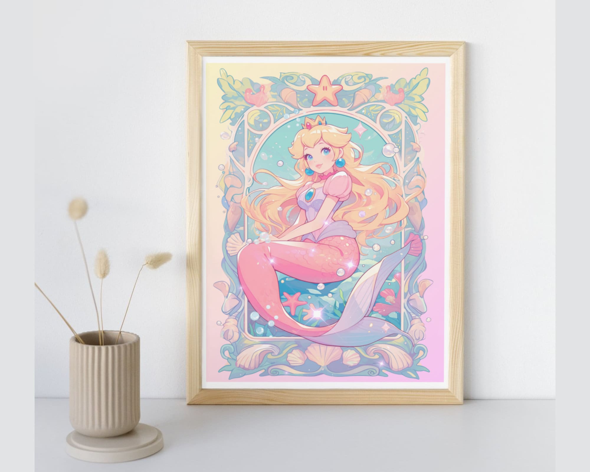 Princess Peach Print,Mermaid print,Princess Peach Postcard print,Princess Peach Showtime,Princess Peach Mermaid,A5 postcard print,showtime