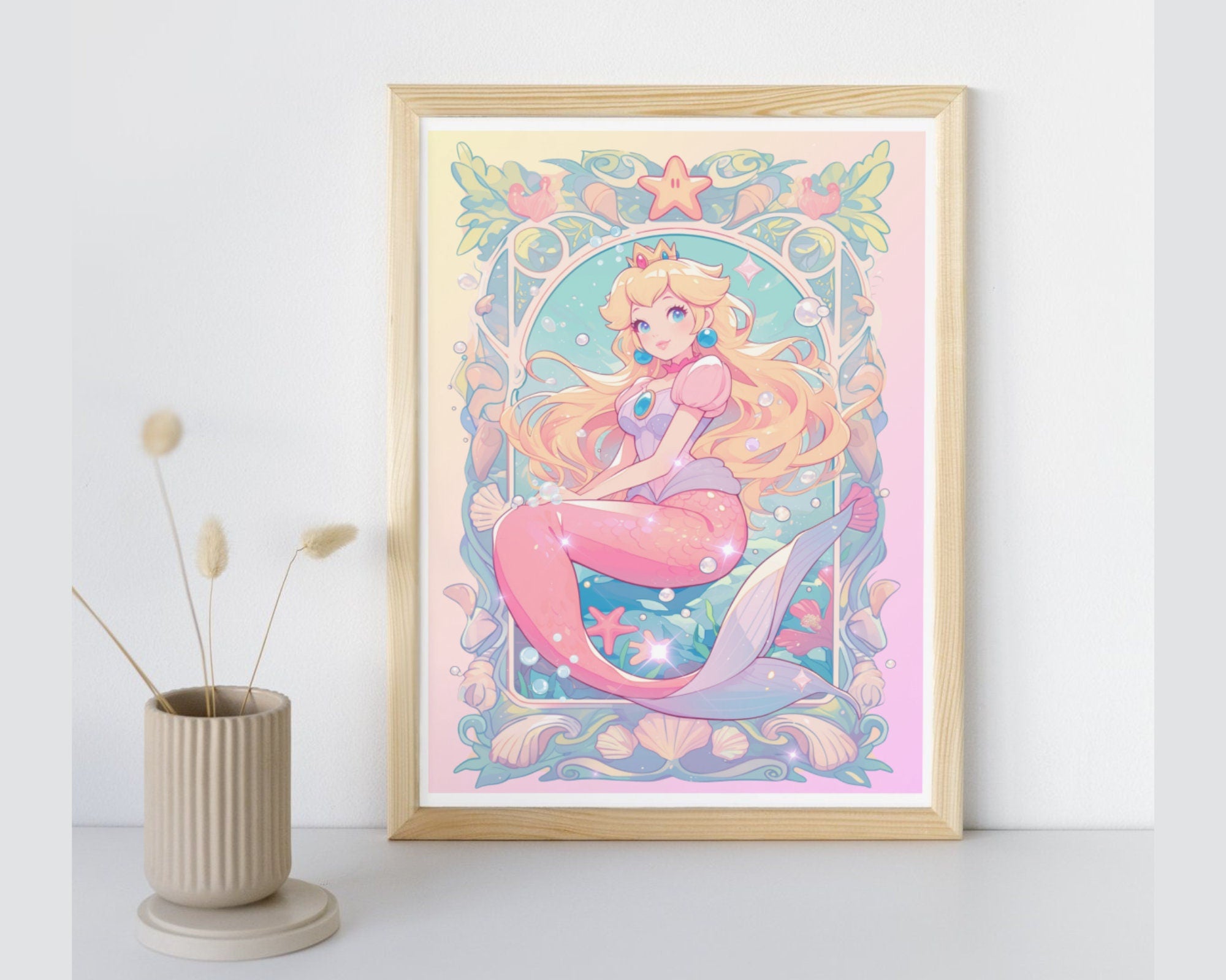 Princess Peach Print,Mermaid print,Princess Peach Postcard print,Princess Peach Showtime,Princess Peach Mermaid,A5 postcard print,showtime