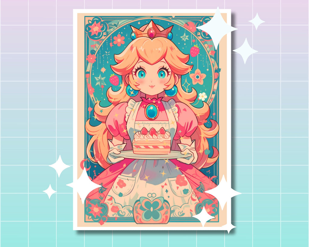 Princess Peach Print,Peach Baker print,Princess Peach Postcard print,Princess Peach Showtime,Princess Peach Baker,A5 postcard print,showtime