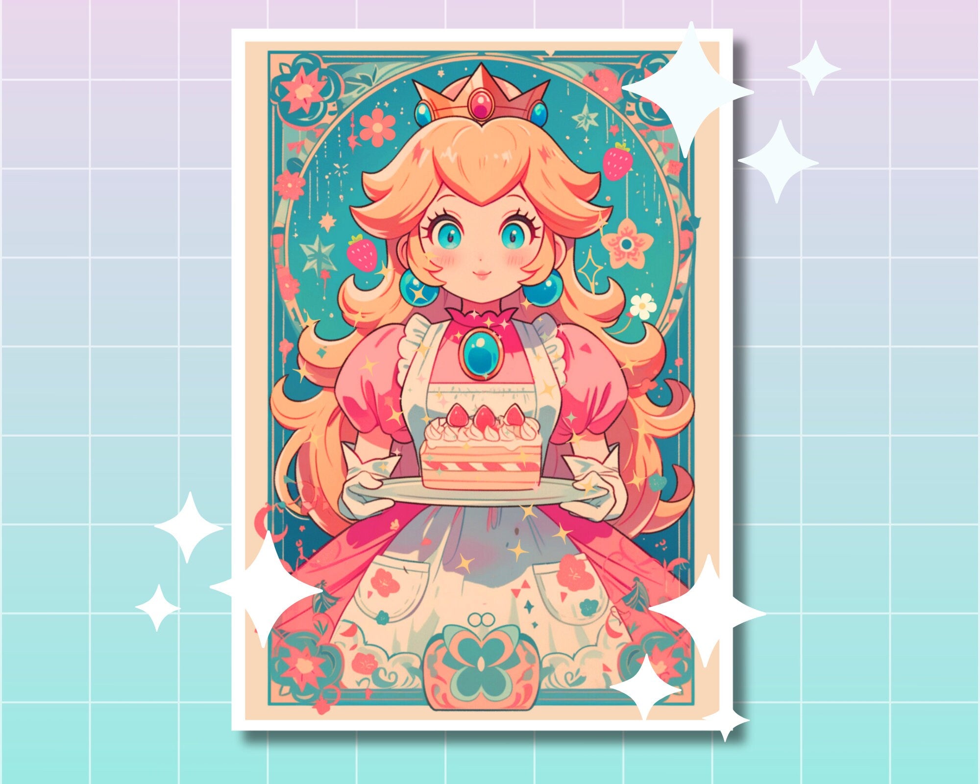 Princess Peach Print,Peach Baker print,Princess Peach Postcard print,Princess Peach Showtime,Princess Peach Baker,A5 postcard print,showtime