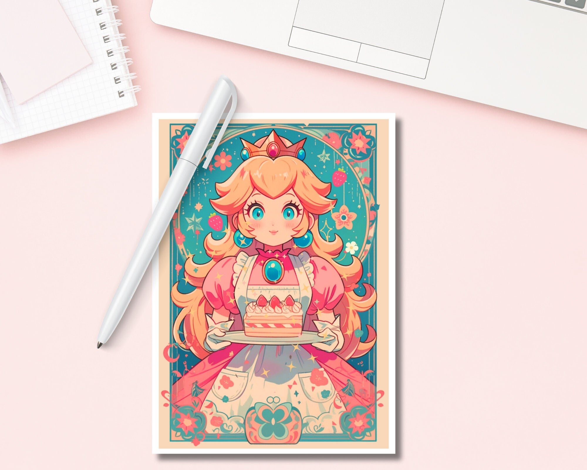 Princess Peach Print,Peach Baker print,Princess Peach Postcard print,Princess Peach Showtime,Princess Peach Baker,A5 postcard print,showtime