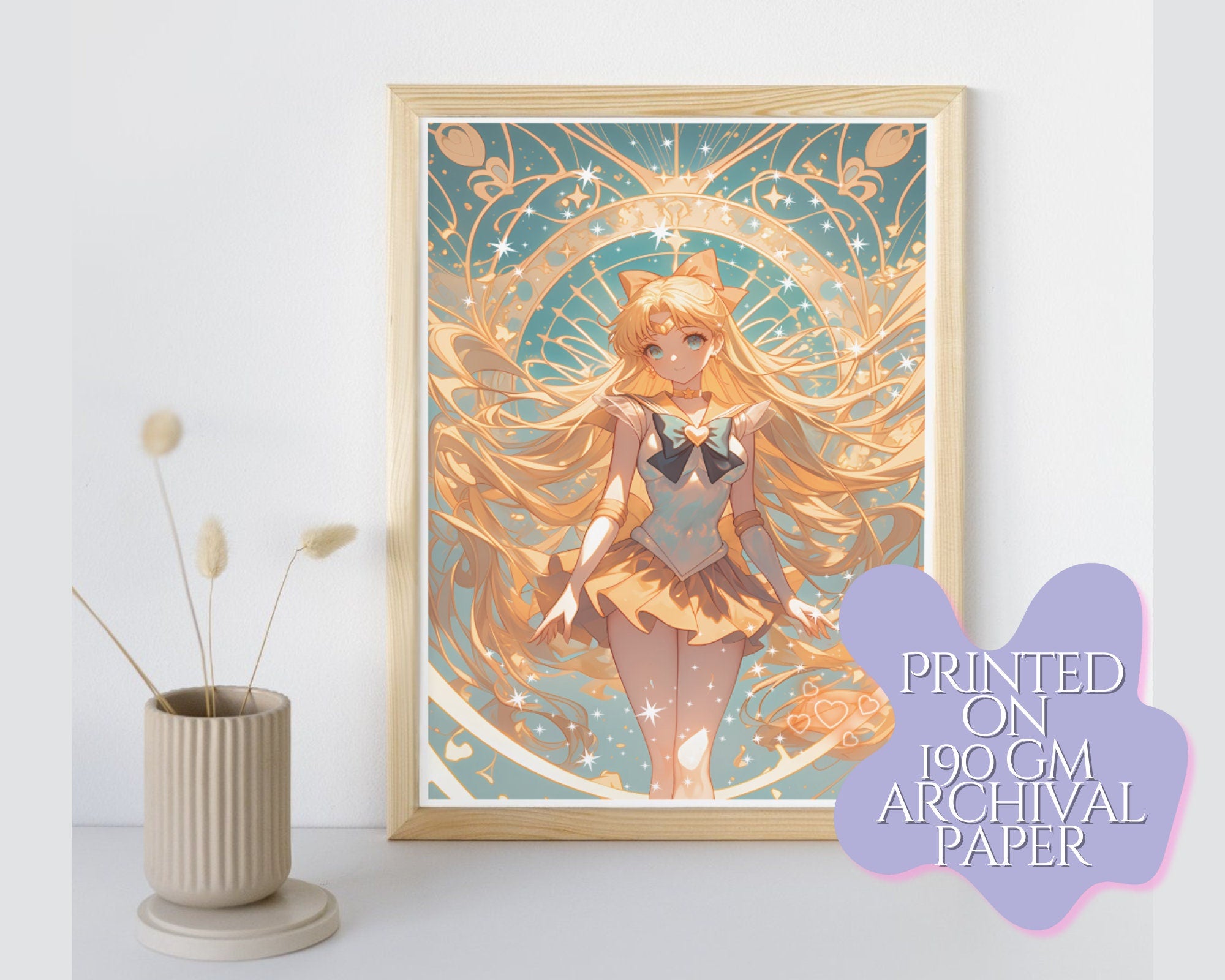 Venus Print,Mucha,Venus in the style of Alphonse Mucha,Sailor art,Moon art,A5 postcard print,Venus wall art print