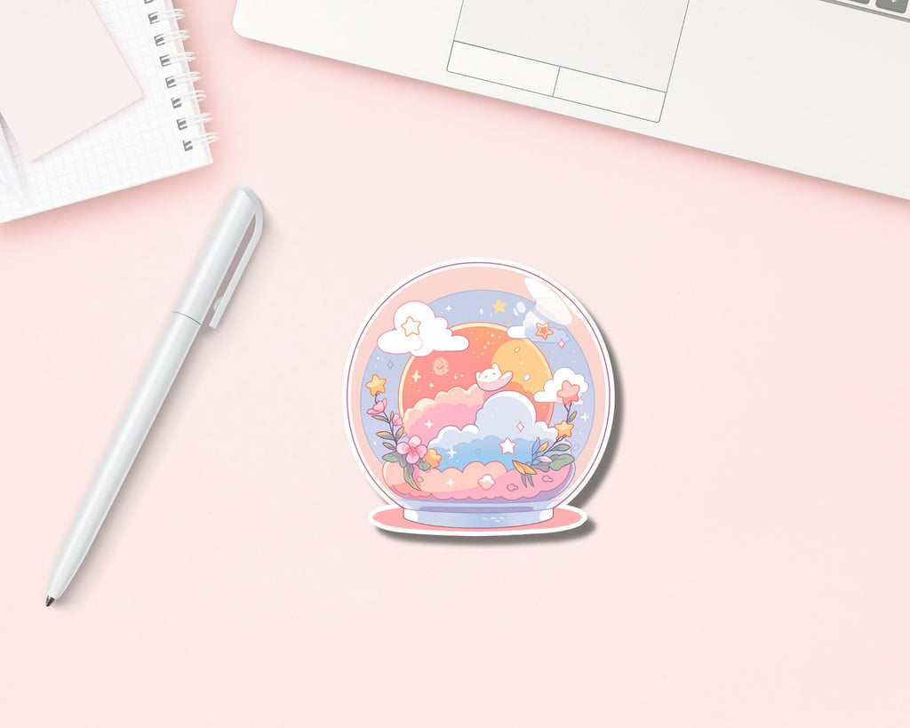 Crystal ball sticker, cute magical sticker,kawaii pastel sticker, cute crystal ball sticker, witch sticker, witchy stickers, clouds sticker