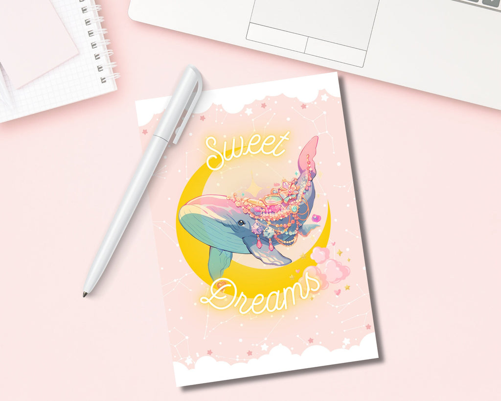 Kawaii Whale Print | Cute Nursery Print |Sweet Dreams Postcard | 6x4 Art Print, Wind Fish Zelda, Zelda Art, Zelda Print, wall decor