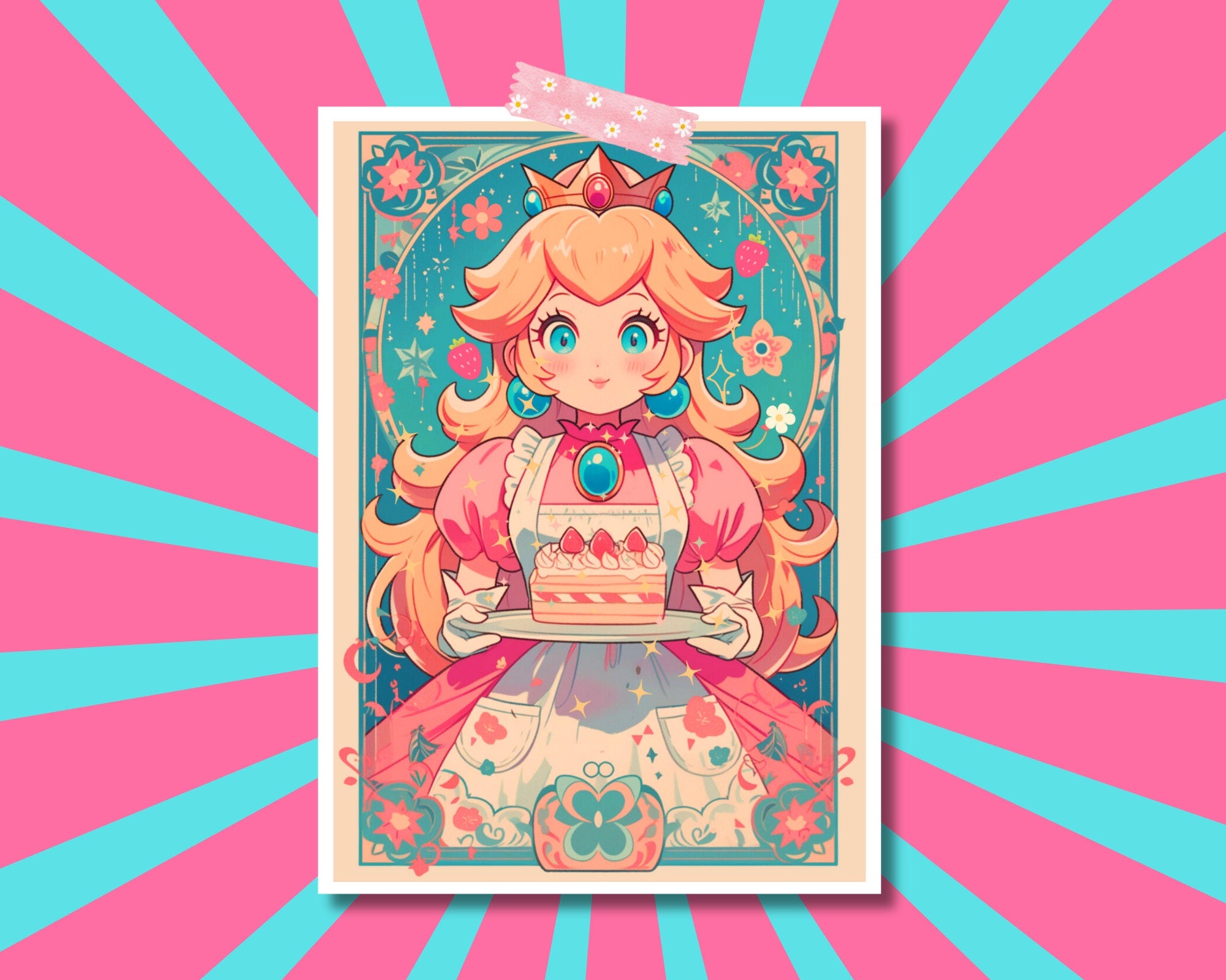 Princess Peach Print,Peach Baker print,Princess Peach Postcard print,Princess Peach Showtime,Princess Peach Baker,A5 postcard print,showtime
