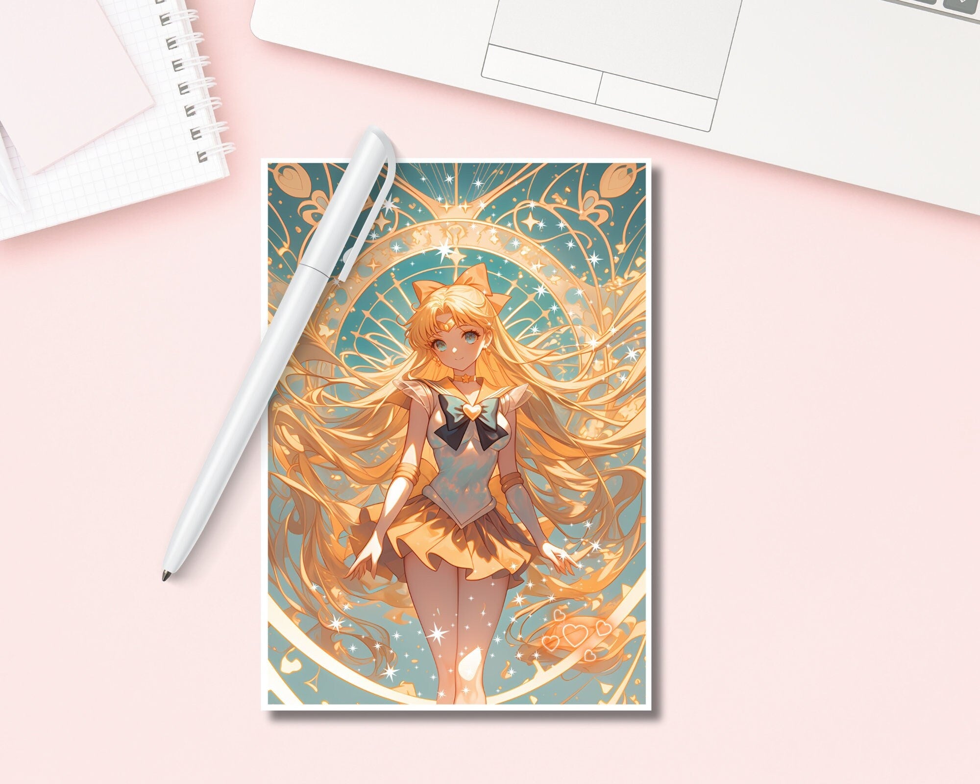 Venus Print,Mucha,Venus in the style of Alphonse Mucha,Sailor art,Moon art,A5 postcard print,Venus wall art print