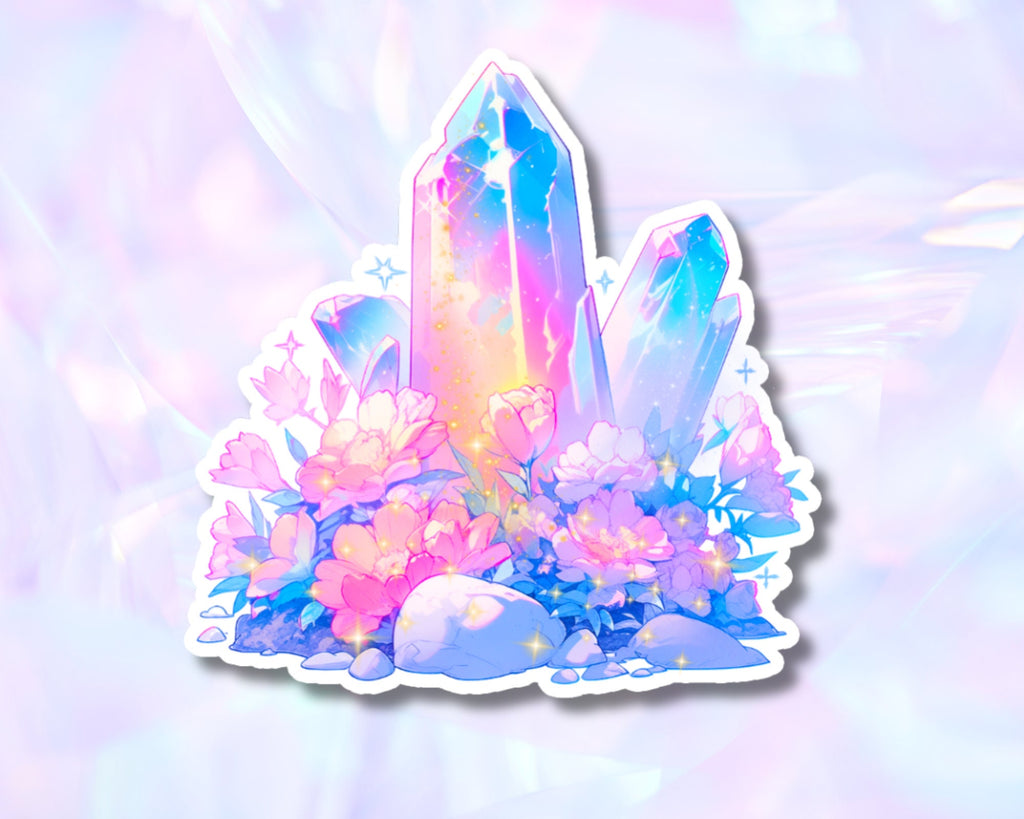 Crystal cluster sticker, crystal sticker,magic crystal sticker, cute crystal flowers sticker, pastel sticker, witchy stickers,cluster flower