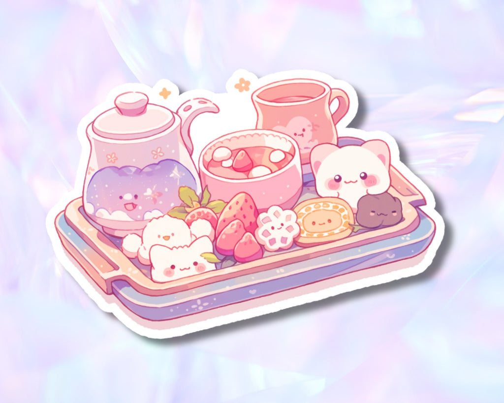 Tea tray sticker,Tea time sticker,kawaii tea sticker,tea lovers gift,tea lover sticker,English tea sticker,stickers for tea lovers,cute tea