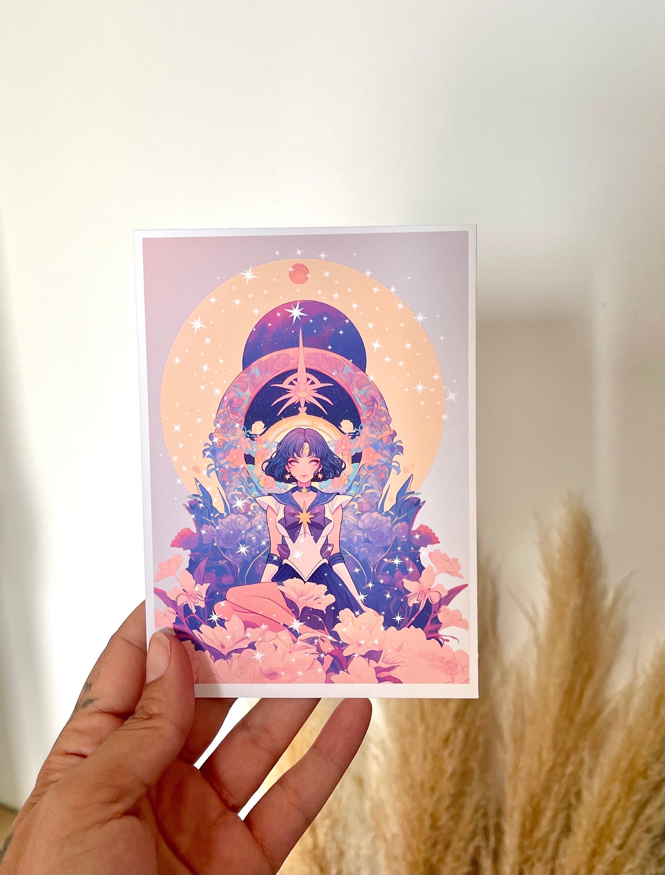 Saturn Print, Mucha, Saturn in the style of Alphonse Mucha, Sailor art,Moon art,A5 postcard print,beautiful print