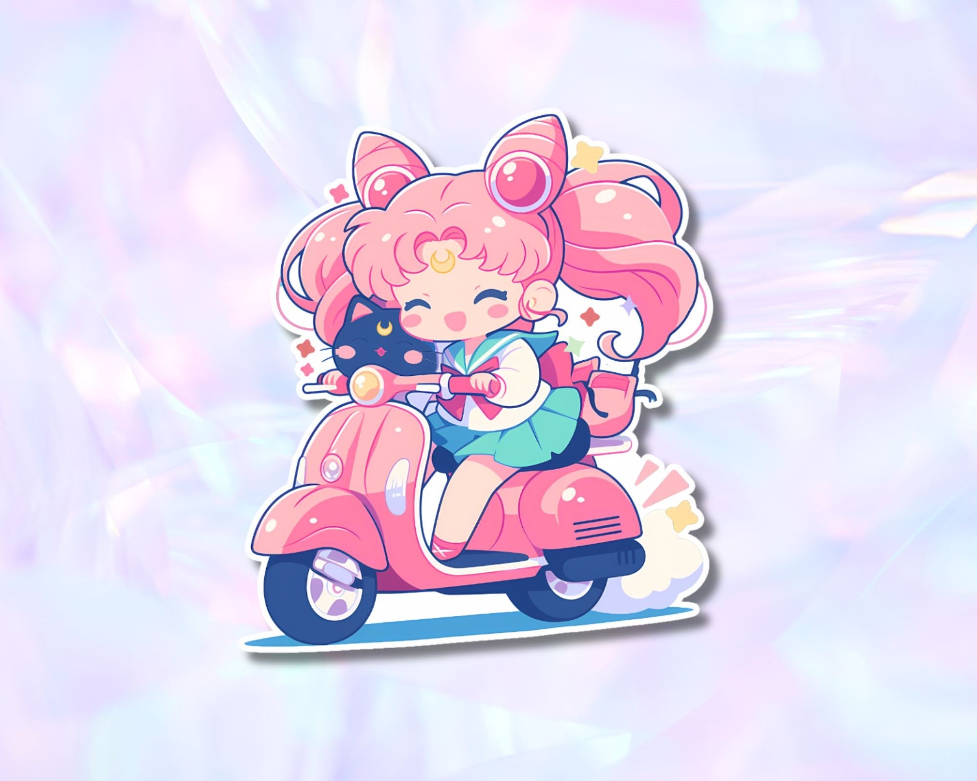 Sailor Chibi Moon sticker,kawaii chibi Moon sticker,cute Sailor sticker,sailor moon sticker,anime sticker,Luna P sticker, Scooter sticker