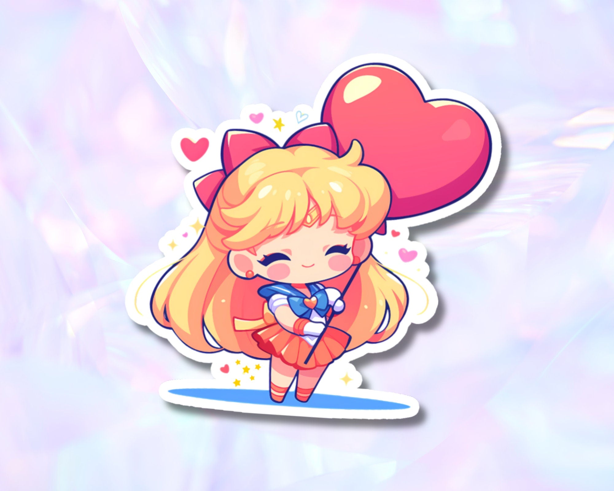 Sailor Venus Sticker, cute Sailor Venus heart sticker,Sailor Venus art,Sailor Moon sticker, chibi sailor venus sticker, cute vynil sticker
