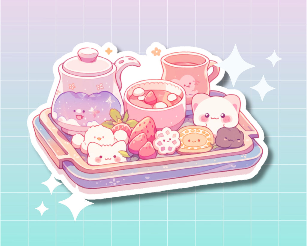 Tea tray sticker,Tea time sticker,kawaii tea sticker,tea lovers gift,tea lover sticker,English tea sticker,stickers for tea lovers,cute tea