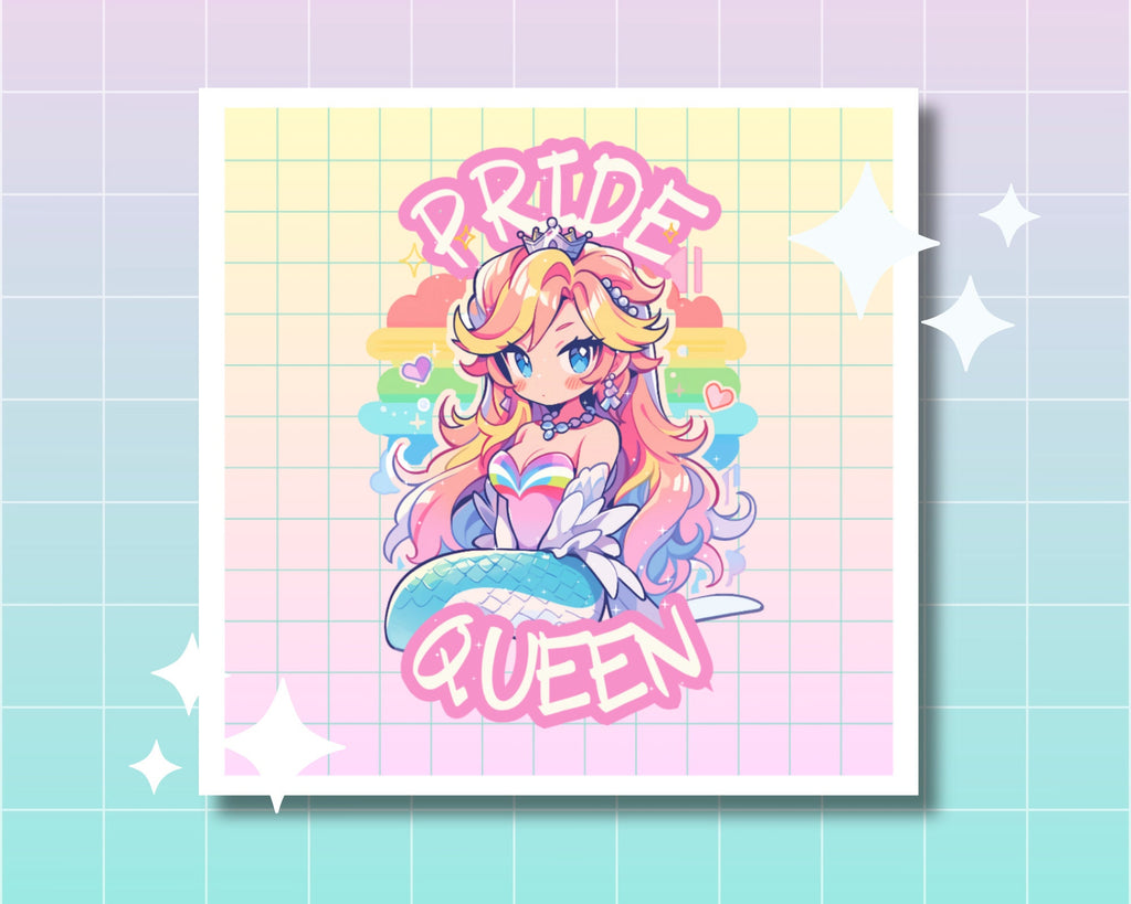 Pride Print, LGBTQIA+ print, Pride Queen print Rainbow Print,Cute postcard print,APrincess print, queen print, square postcard,LGBT art gift