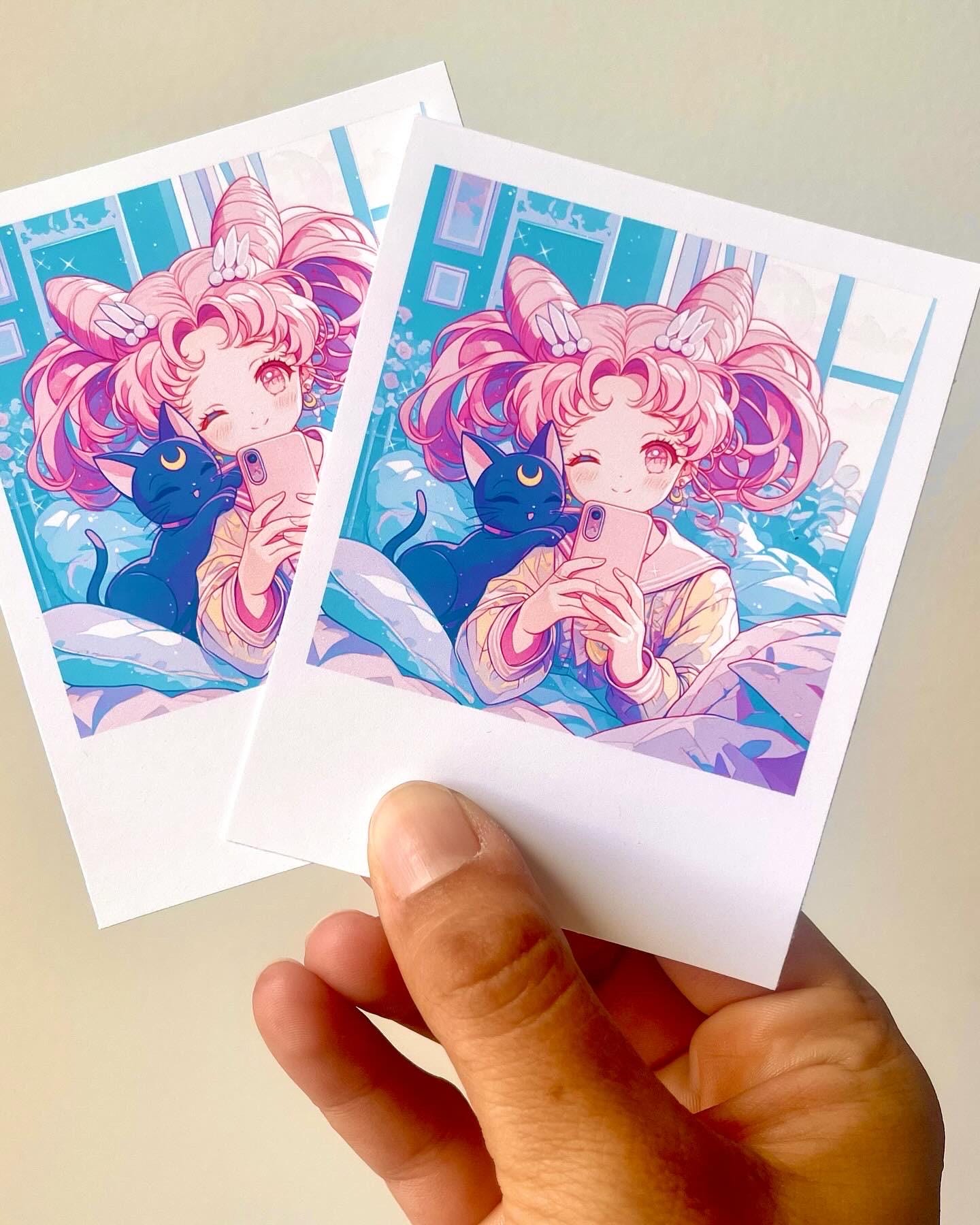 Sailor Chibi Moon Print,Polaroid Print, Sailor Moon Polaroid, Sailor Moon Print, Luna print, Sailor Chibi Moon Polaroid print,vintage sailor