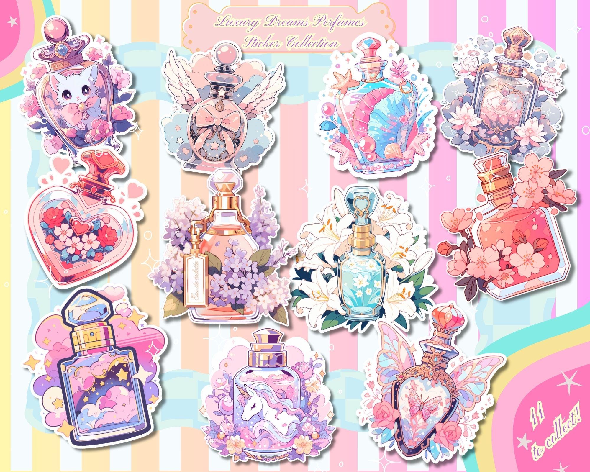 Floral Perfumes sticker set