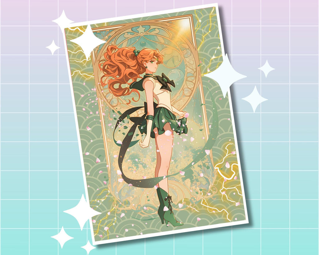 Sailor Jupiter Print,Art Deco,Sailor Jupiter in style of Alphonse Mucha,Sailor Jupiter art,Sailor Moon art,A5 postcard print,anime print